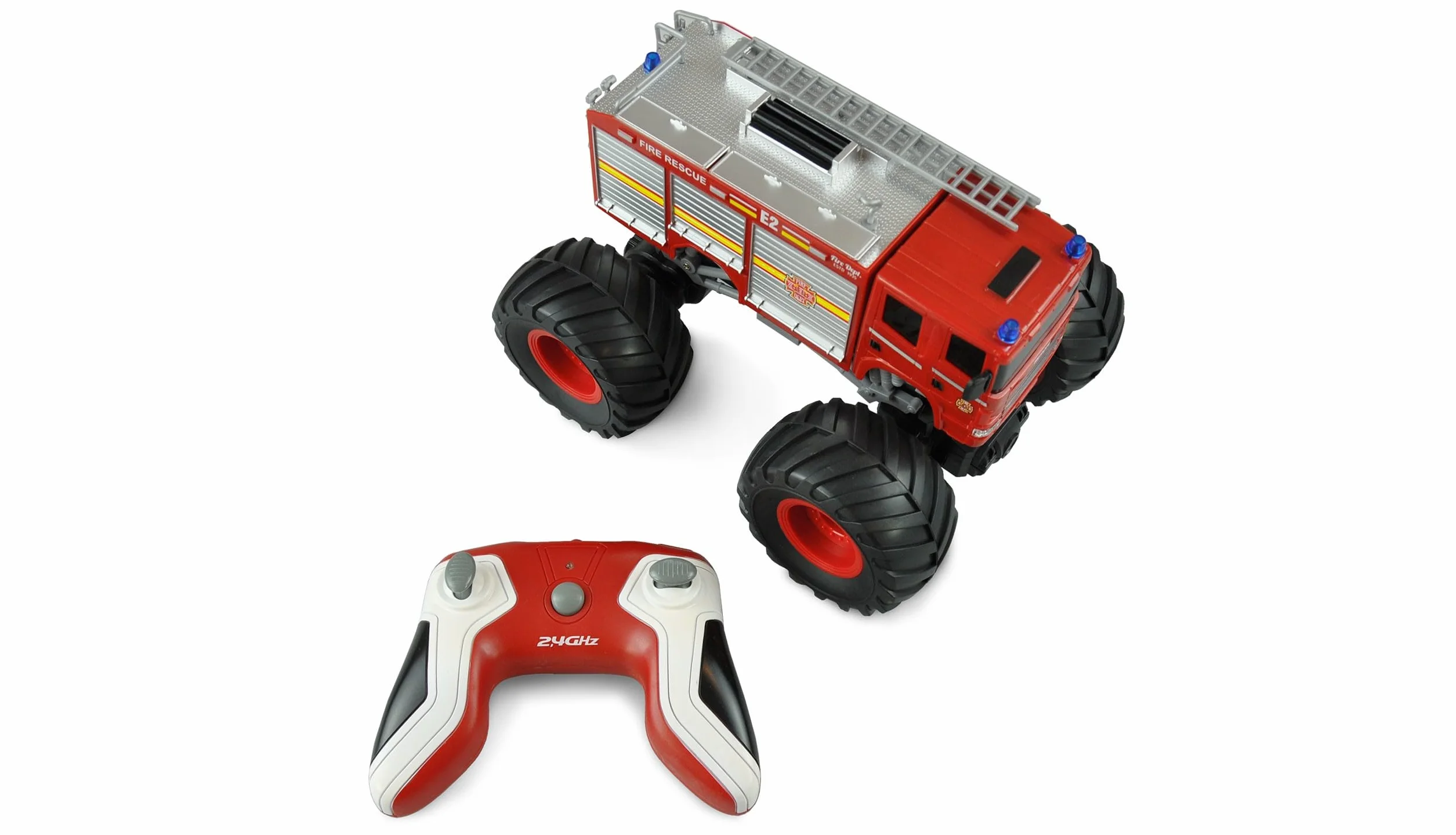 Amewi 22481 Monster Straż pożarna Truck 1:18, zdalnie sterowana, LED, oświetlenie, dźwięk, RTR czerwony