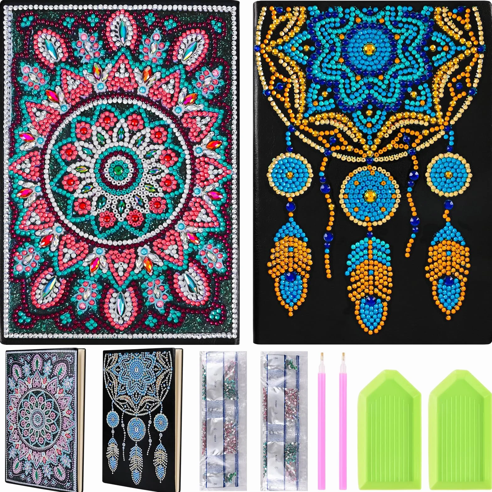 Banaone Zestaw do majsterkowania dla dziewczynek w wieku 6, 7, 8, 9, 10 lat, format A5, zestaw do majsterkowania, zabawka, mandala, mozaika, prezent dla dziewczynek w wieku 5, 8, 10, 11 lat (A)