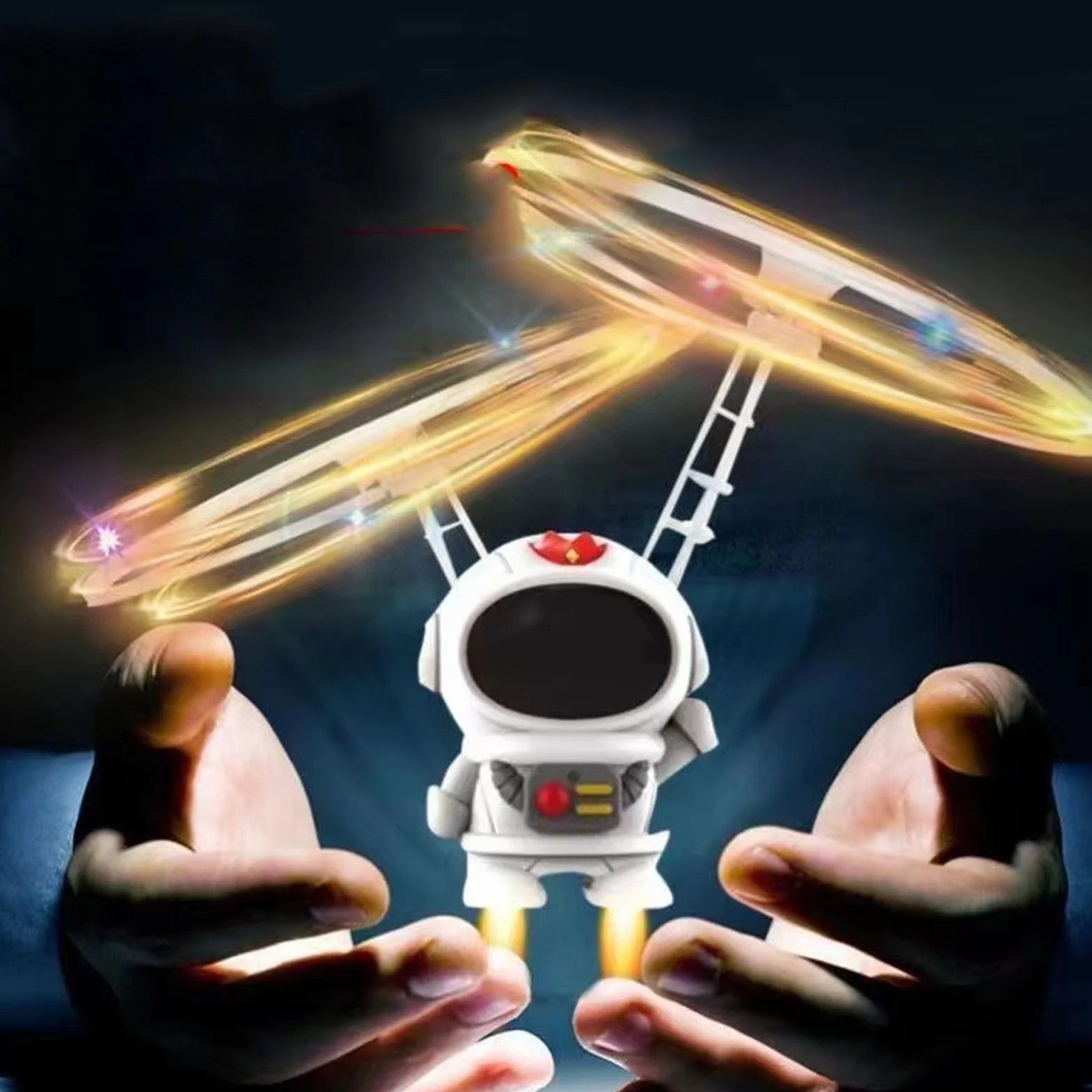 Keenso Latająca zabawka astronautów dla dzieci, RC Robot Trzmiel zabawka z oświetleniem LED na prezenty dla dzieci (biały)