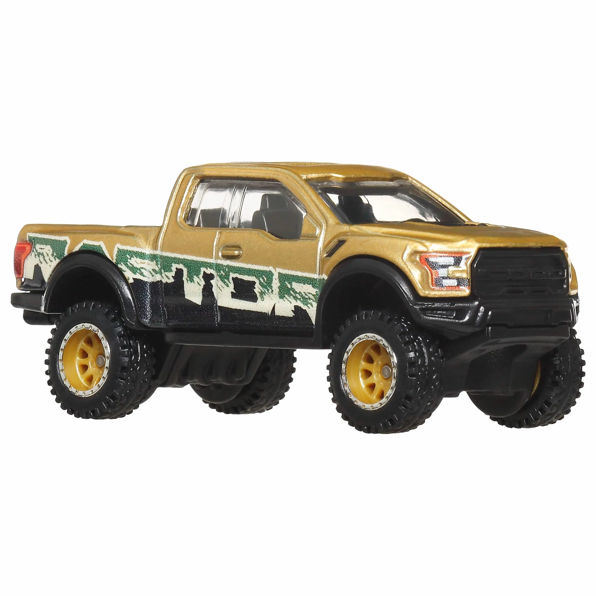 Hot Wheels Premium Car Culture Kultowe auta Off Road ’17 Ford F150 Raptor Metalowy samochód zabawka w skali 1:64 z oponami Real Riders, JBK70