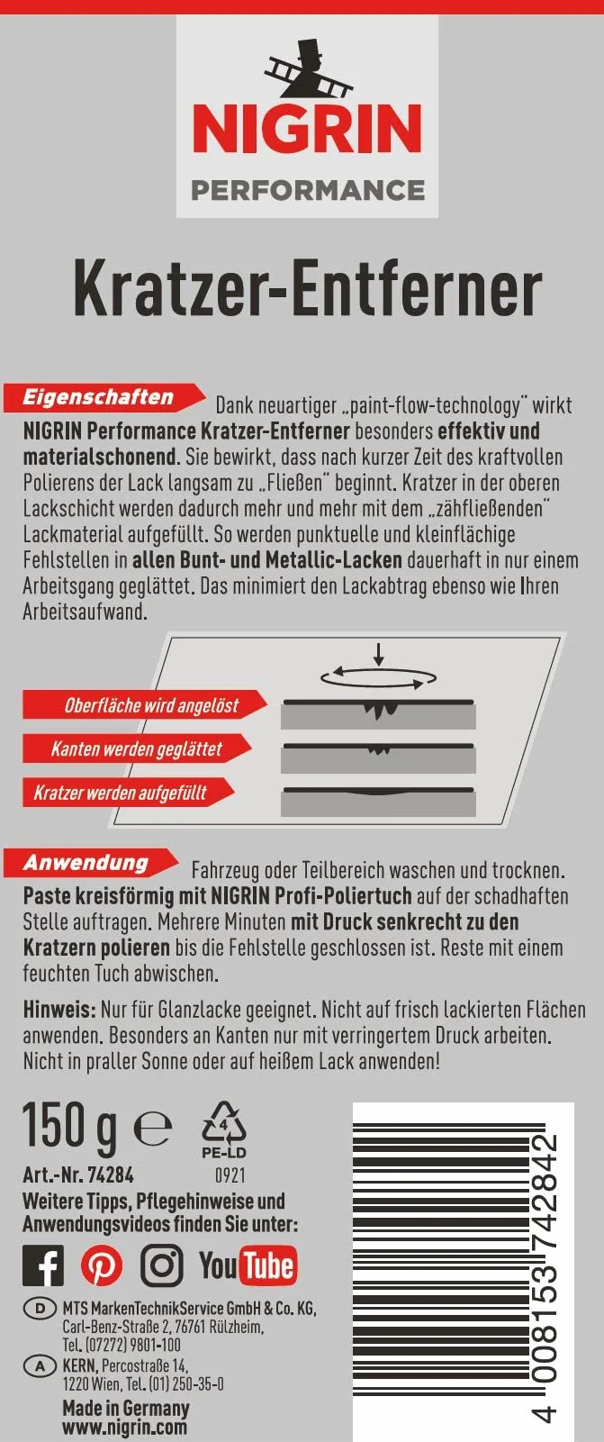 Nigrin 74284 Uniwersalny Środek do Usuwania zarysowań, 150 G