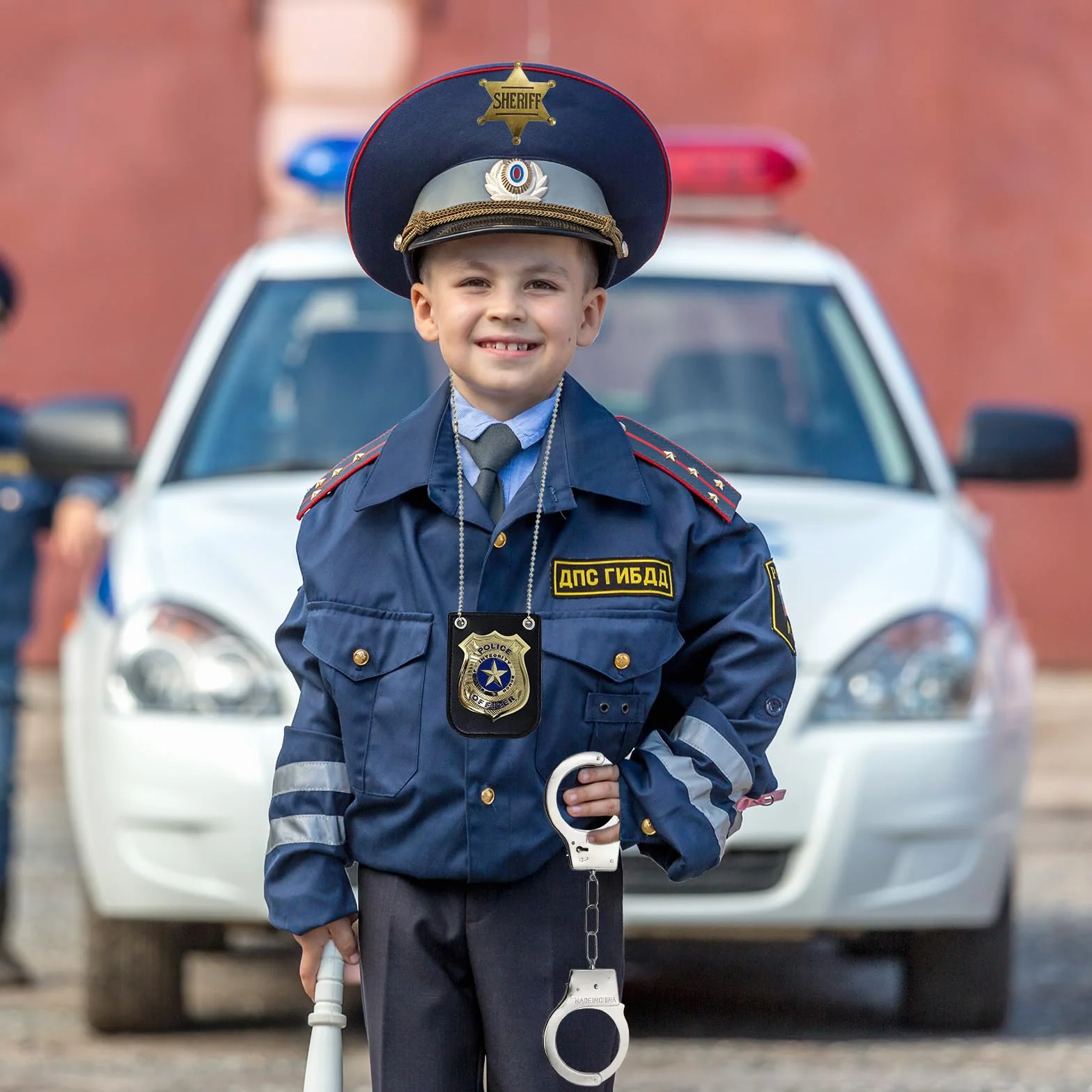 Akcesoria do kostiumu policyjnego, 5 sztuk, zestaw akcesoriów policyjnych, z odznakami, kajdankami, odpowiednie do odgrywania ról, na karnawał, imprezę policyjną, kostium dla dzieci