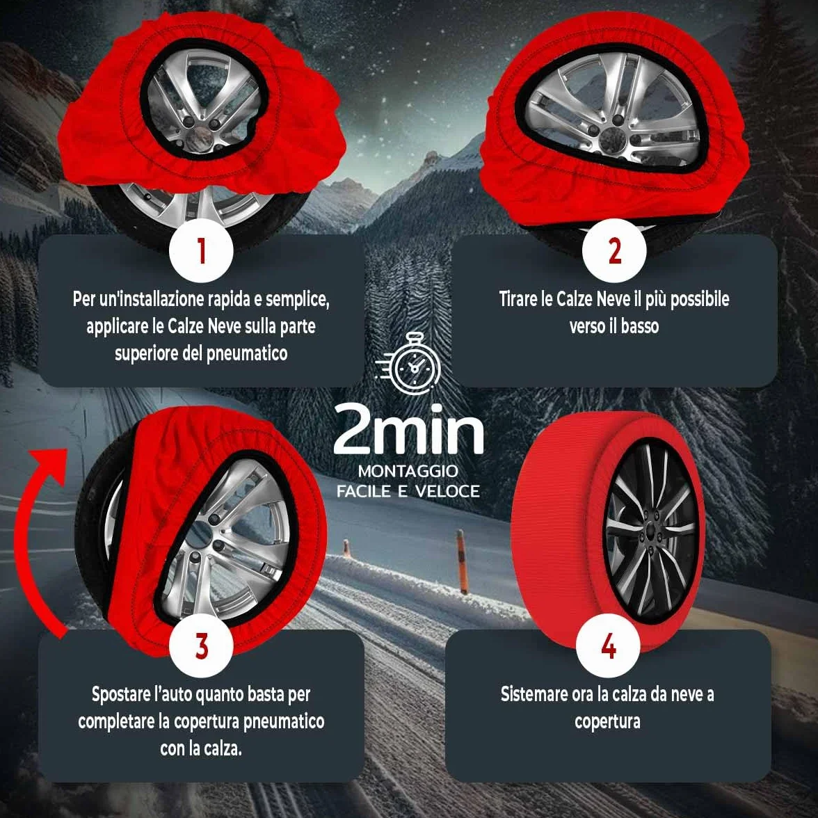 Skarpety śniegowe EN 16662-1 Czerwony XL Tekstylne łańcuchy śniegowe Snow Sock do samochodu