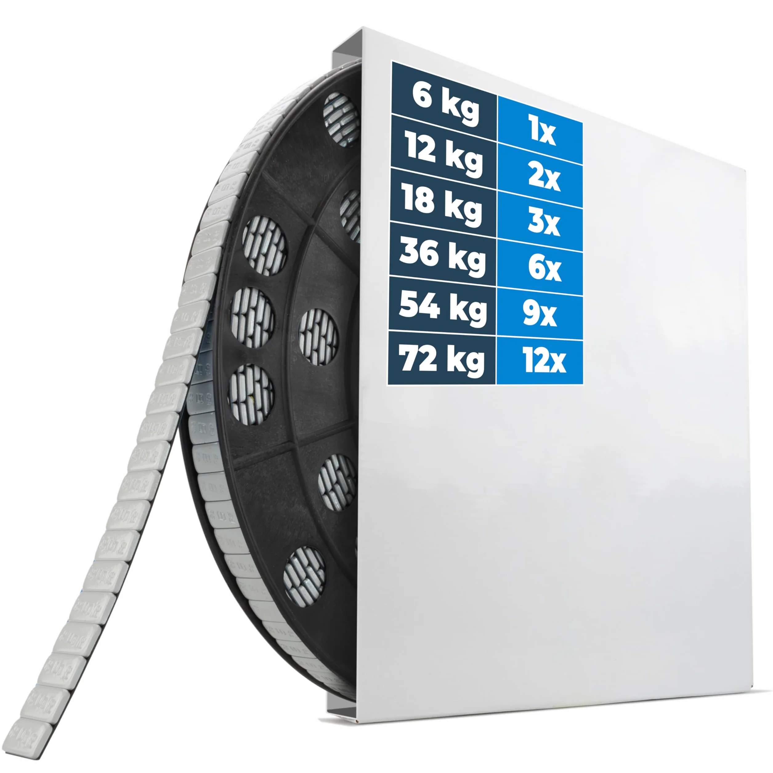 HASKYY obciążniki samoprzylepne 36 kg, 7200x5 g, stalowe srebrne do felg aluminiowych i stalowych, powlekane tworzywem, taśma wyważająca do serwisu i warsztatu kół