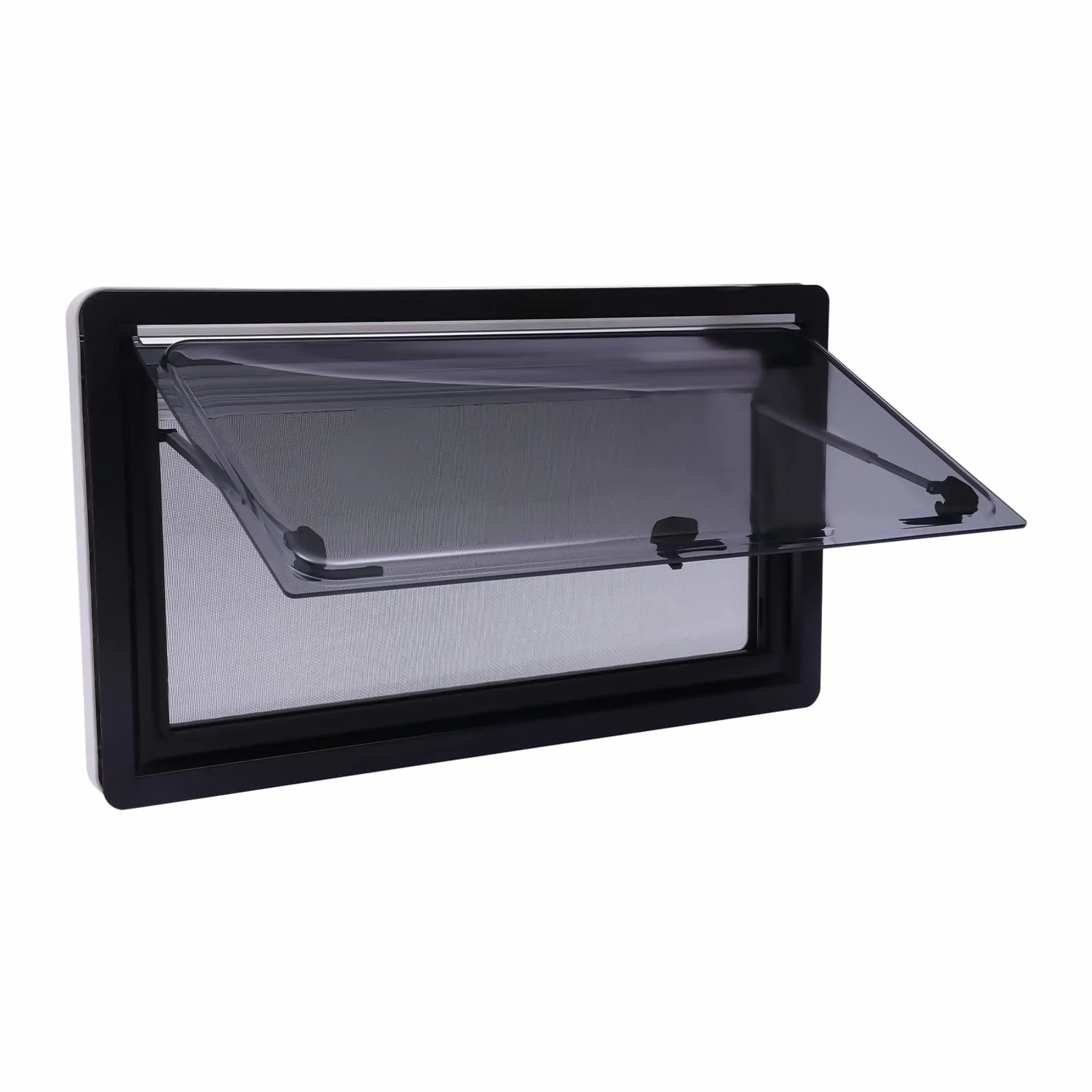 Okno boczne do przyczepy kempingowej 930 x 530 mm czarne z moskitierą
