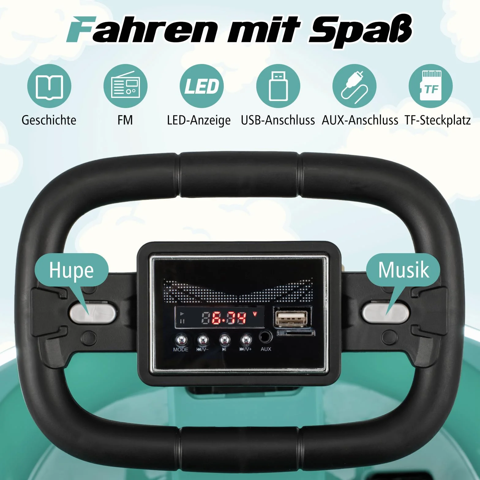 COSTWAY 6 V hulajnoga samochodowa dla dzieci, bumper car z muzyką i światłami, obrót o 360 stopni, samochód elektryczny dla dzieci od 18 miesięcy, 1,5-3 km/h (zielona)