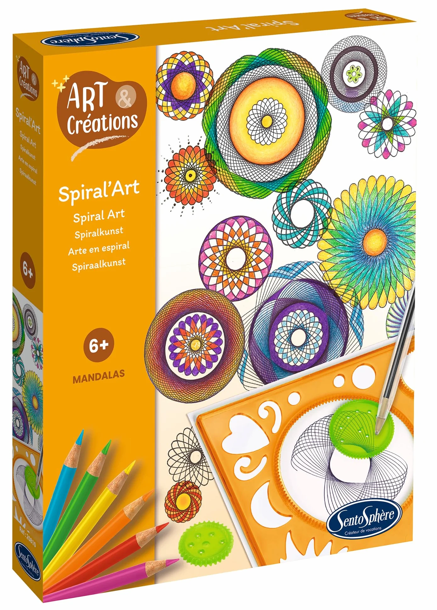 Sentosphère 3920810 zestaw do majsterkowania Spral'art; Mandala, kreatywny zestaw, "zrób to sam" dla dzieci i dorosłych