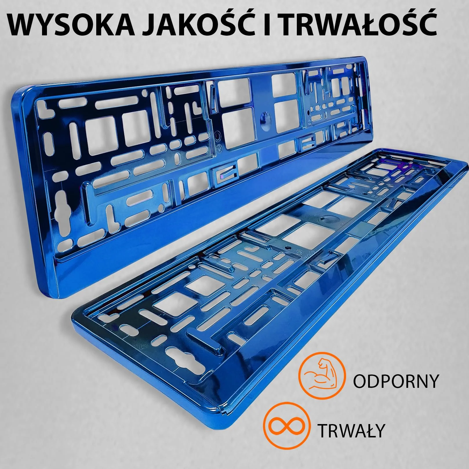 Uchwyt tablicy rejestracyjnej niebieski chrom 520x110 mm Ramka do tablic rejestracyjnych uniwersalny