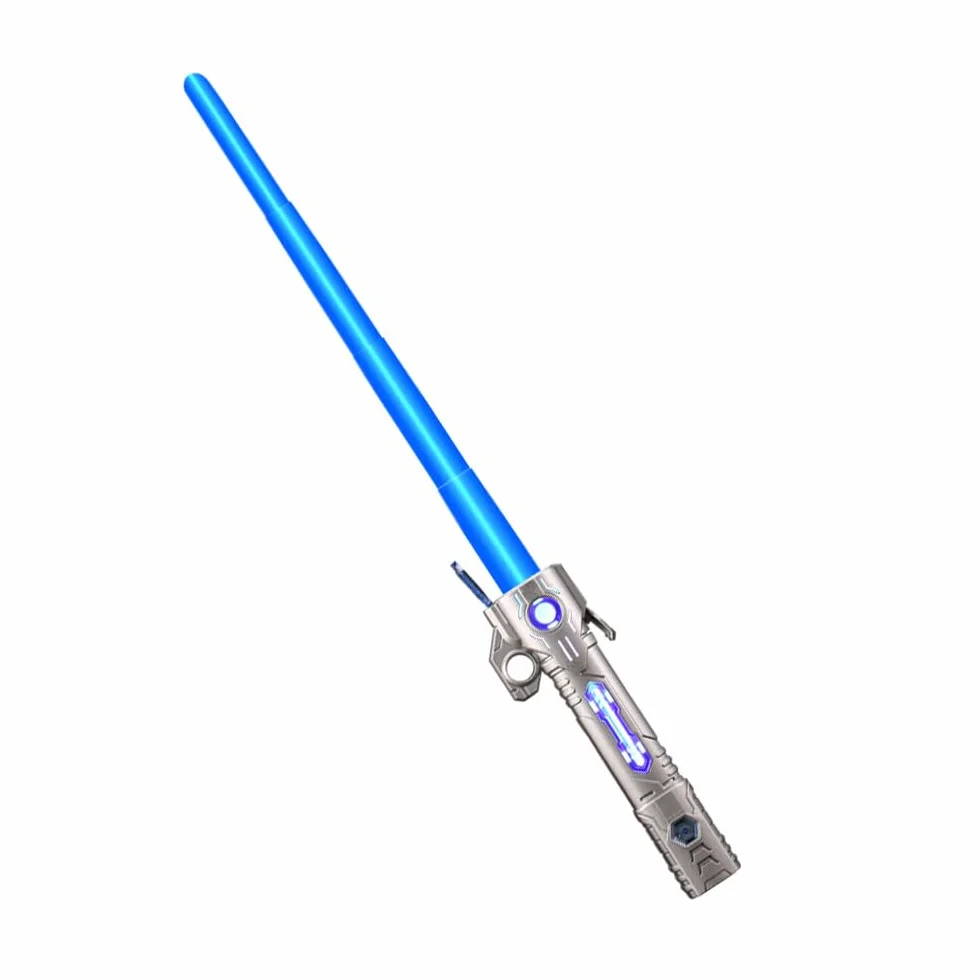 Miecz Laserowy dla Dzieci, 15 Kolorów Star Wars, Miecz Świetlny LED z Światłem i Dźwiękiem, 2 w 1 Chowany Miecz Laserowy dla Dzieci (Srebrny Uchwyt)