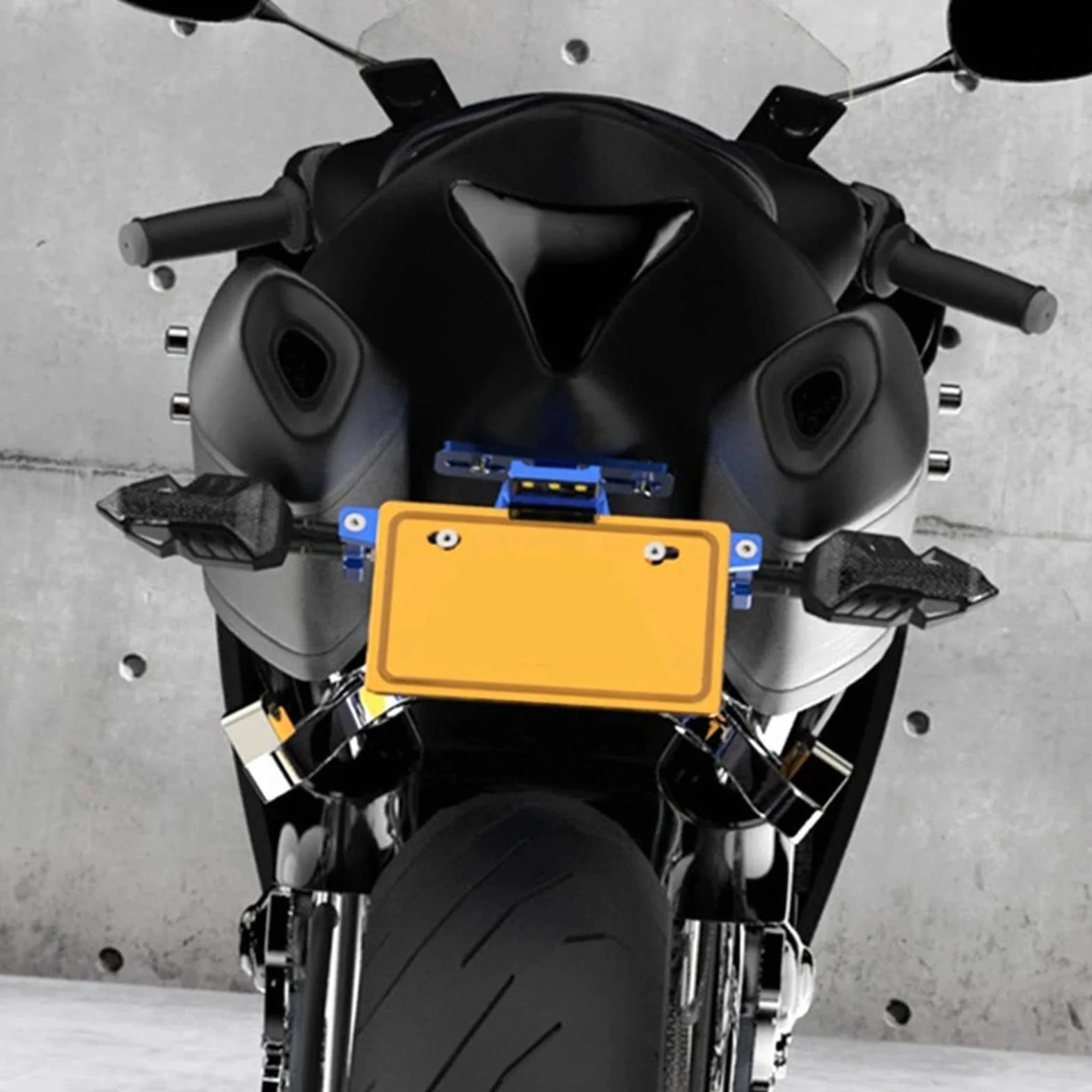 Uchwyt tablicy rejestracyjnej motocykla, stop aluminium, czarny, regulowany