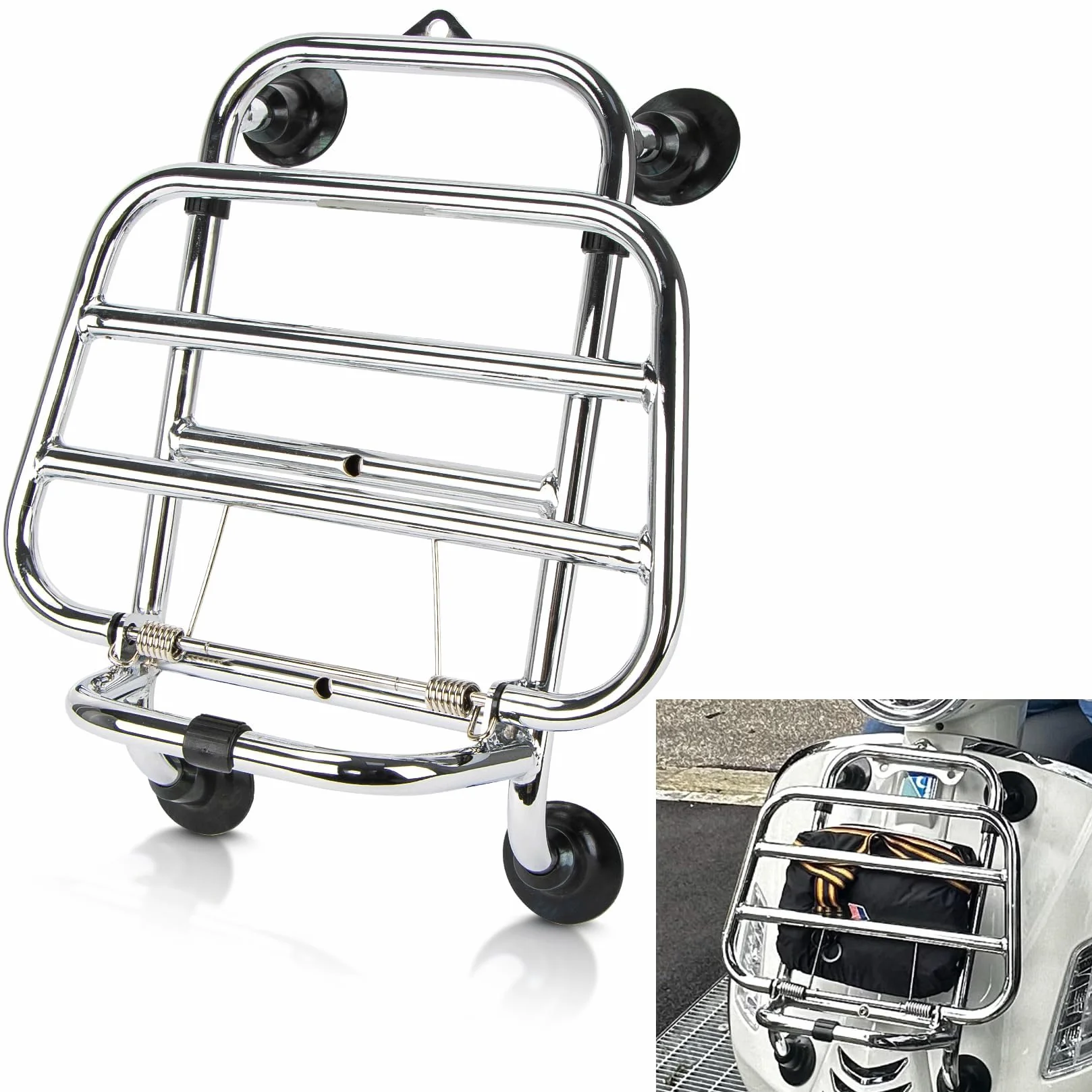 Przedni stojak na sakwy do Vespa GTS 300 125 200 250 2018-2025, PSLER stojak na sakwy, uchwyt bagażowy na motocykl (srebrny)