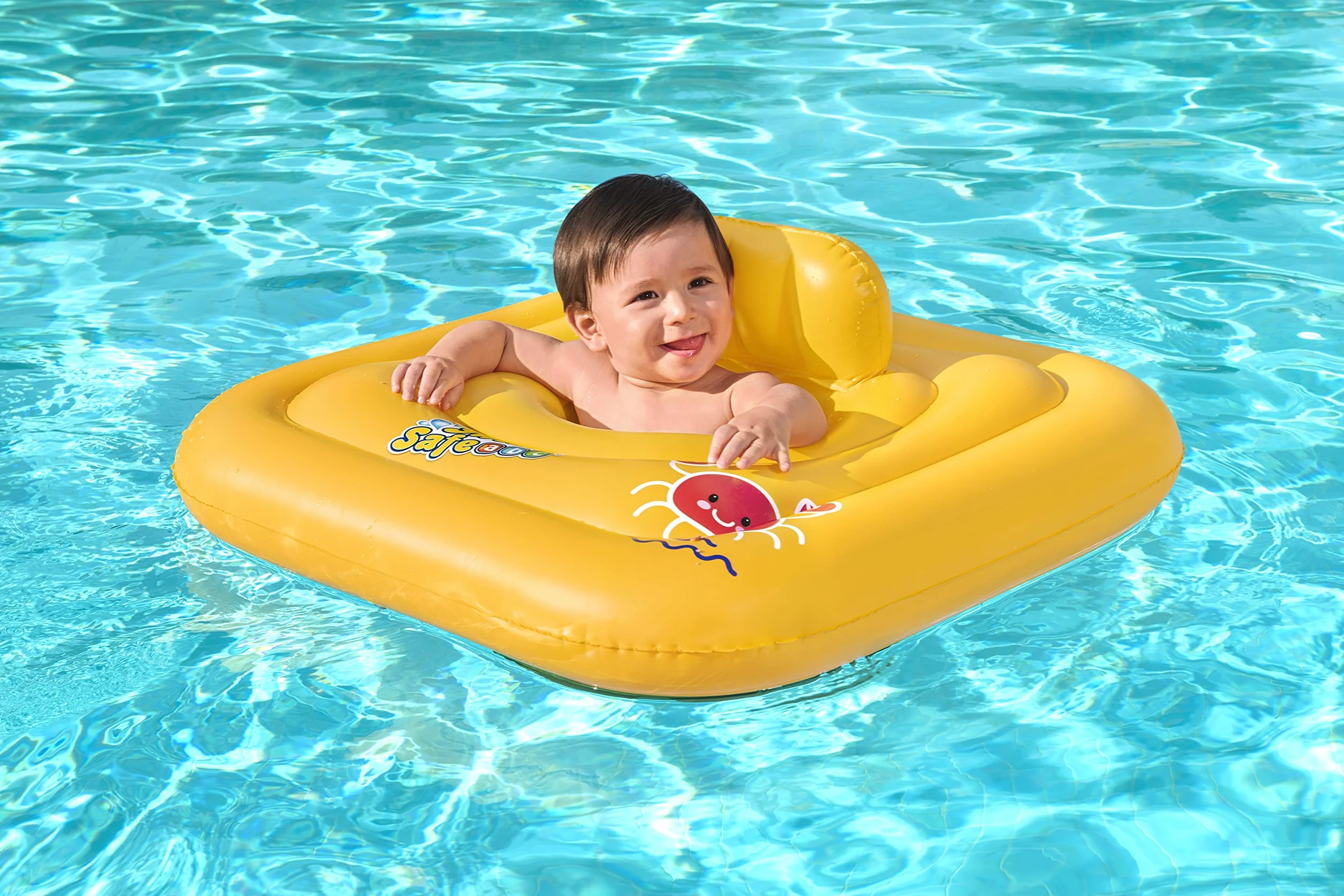 BESTWAY - Koło ratunkowe z siedziskiem Swim Safe A - Nadmuchiwane - 32050N - Żółte - Winyl - 65cm x 26cm - Bezpieczeństwo Dziecka - Zabawa na świeżym powietrzu - Basen - Dziecko - Od 6 miesiąca życia