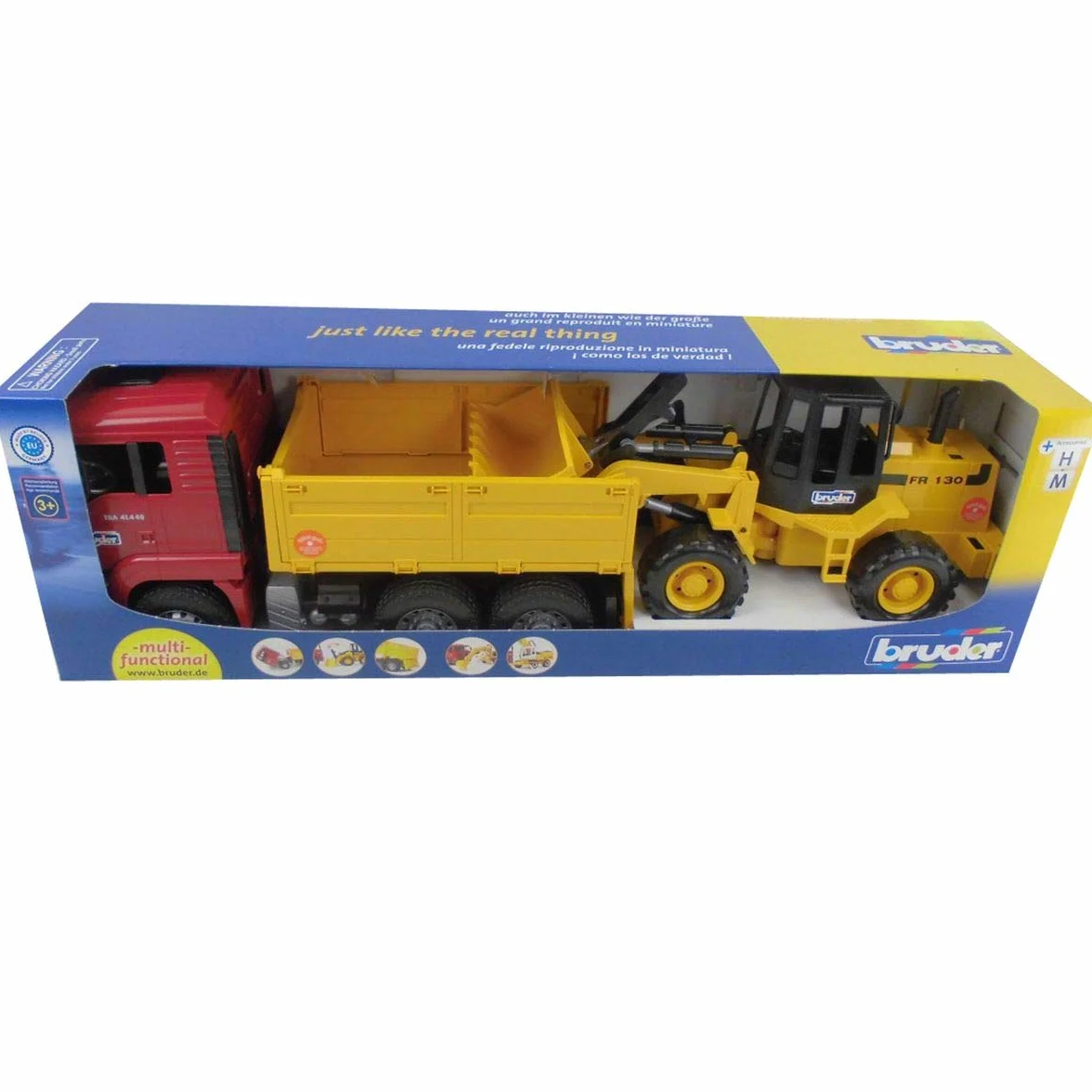 bruder 02752 - Man TGA Wywrotka z przegubową ładowarką kołową FR130 - 1:16 Pojazd, Ciężarówka, Wywrotka, Ładowarka kołowa, Ładowarka, Pojazd budowlany, Plac budowy