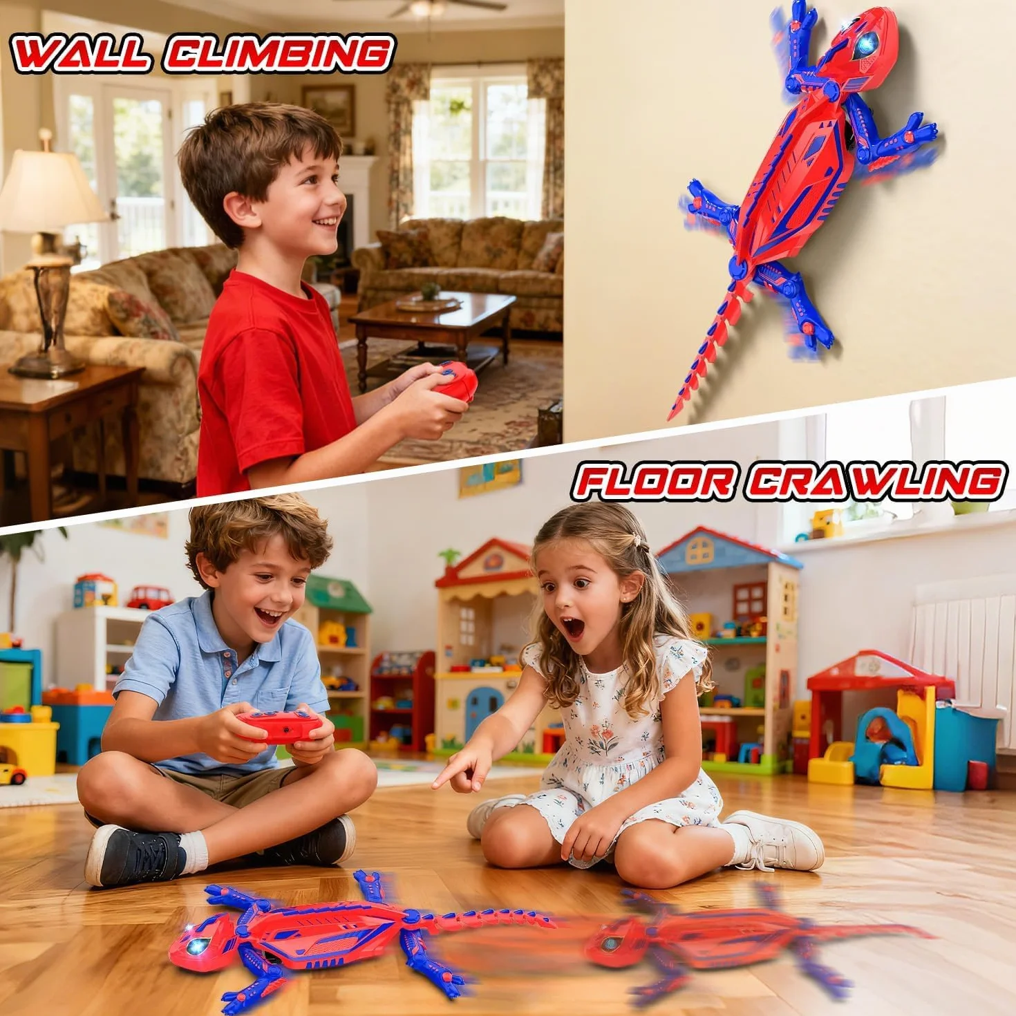 Mieryd Gecko sterowany radiowo, pilot zdalnego sterowania z oczami LED, pająk RC robot zabawka dla dzieci, interaktywny spacerowicz, który wspina się po ścianie, kreatywna gra, prezent urodzinowy dla