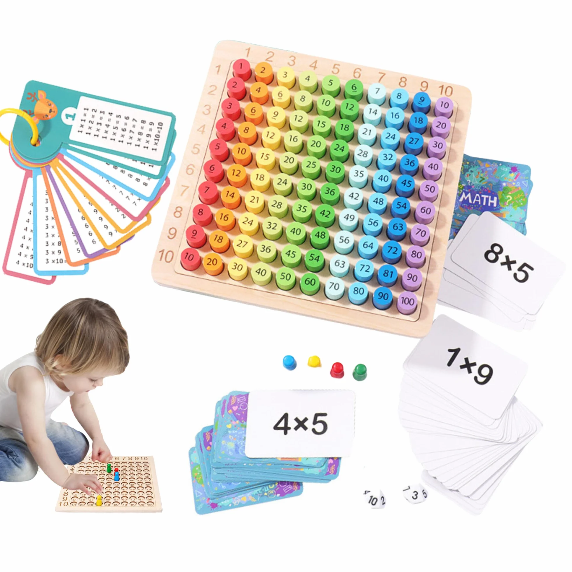 Drewniane Gry Matematyczne, Tabliczka Mnożenia, Drewniana Tabliczka Mnożenia, Zabawka Edukacyjna Montessori, Nauka Liczydła dla Dzieci w Wieku od 6 do 12 Lat.