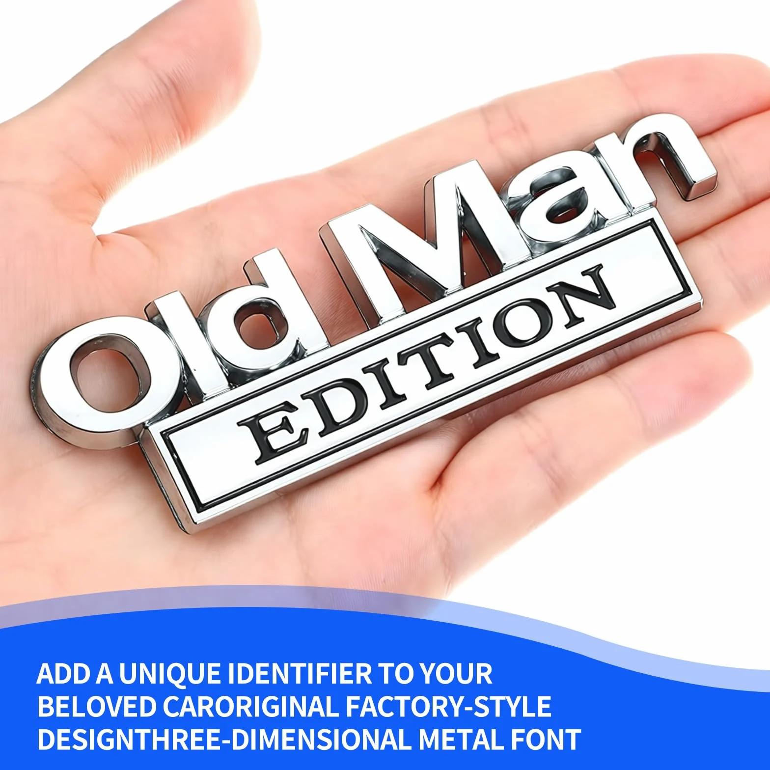Old Man Edition emblemat samochodowy, 4 sztuki, metalowe naklejki 3D, naklejki na samochód dla mężczyzn, zabawna edycja, naklejka na zderzak, zabawna naklejka na zderzak, tabliczka z imieniem