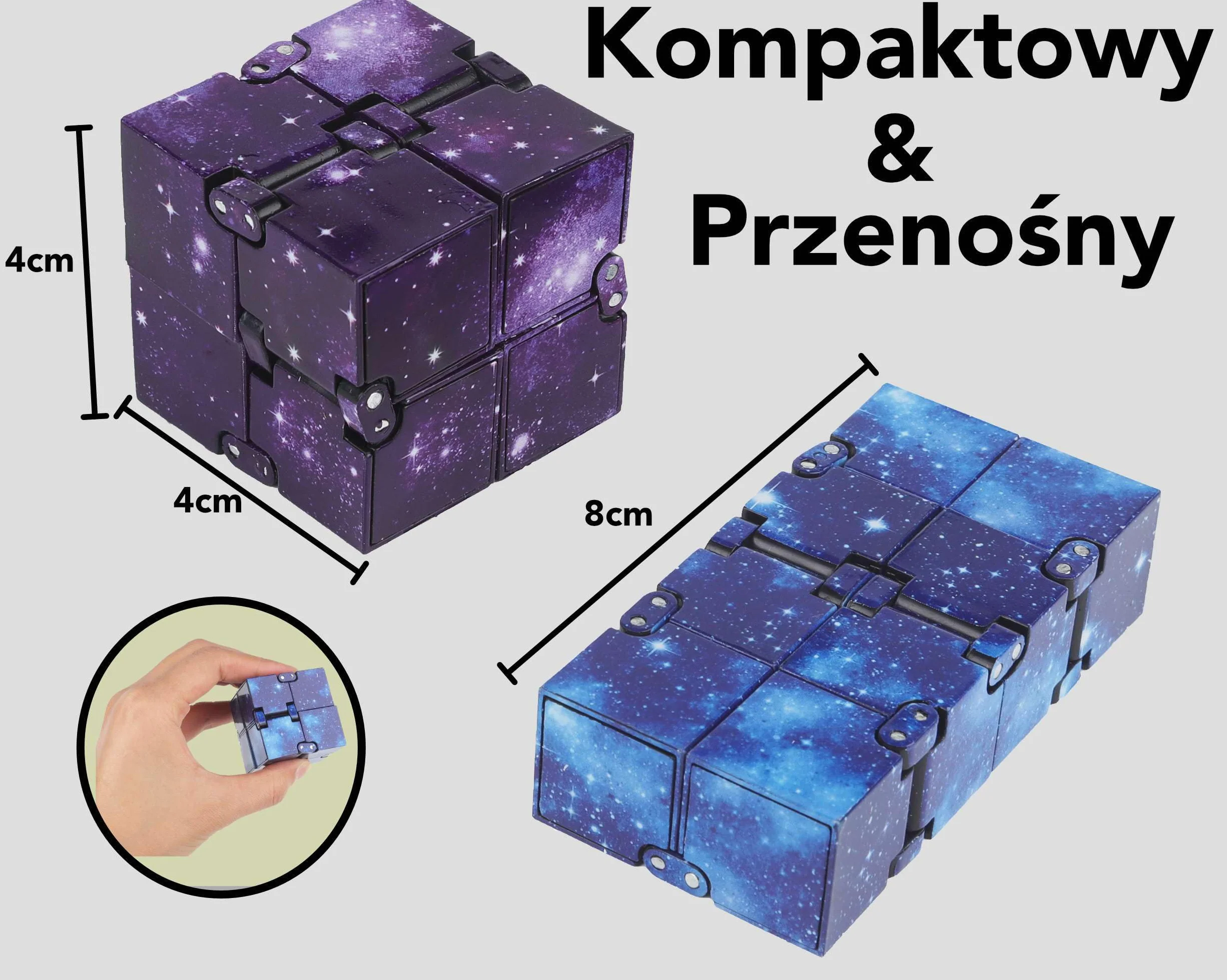 2 Nieskończone kostki do TDHA, mini zabawki sensoryczne łagodzące stres i lęk