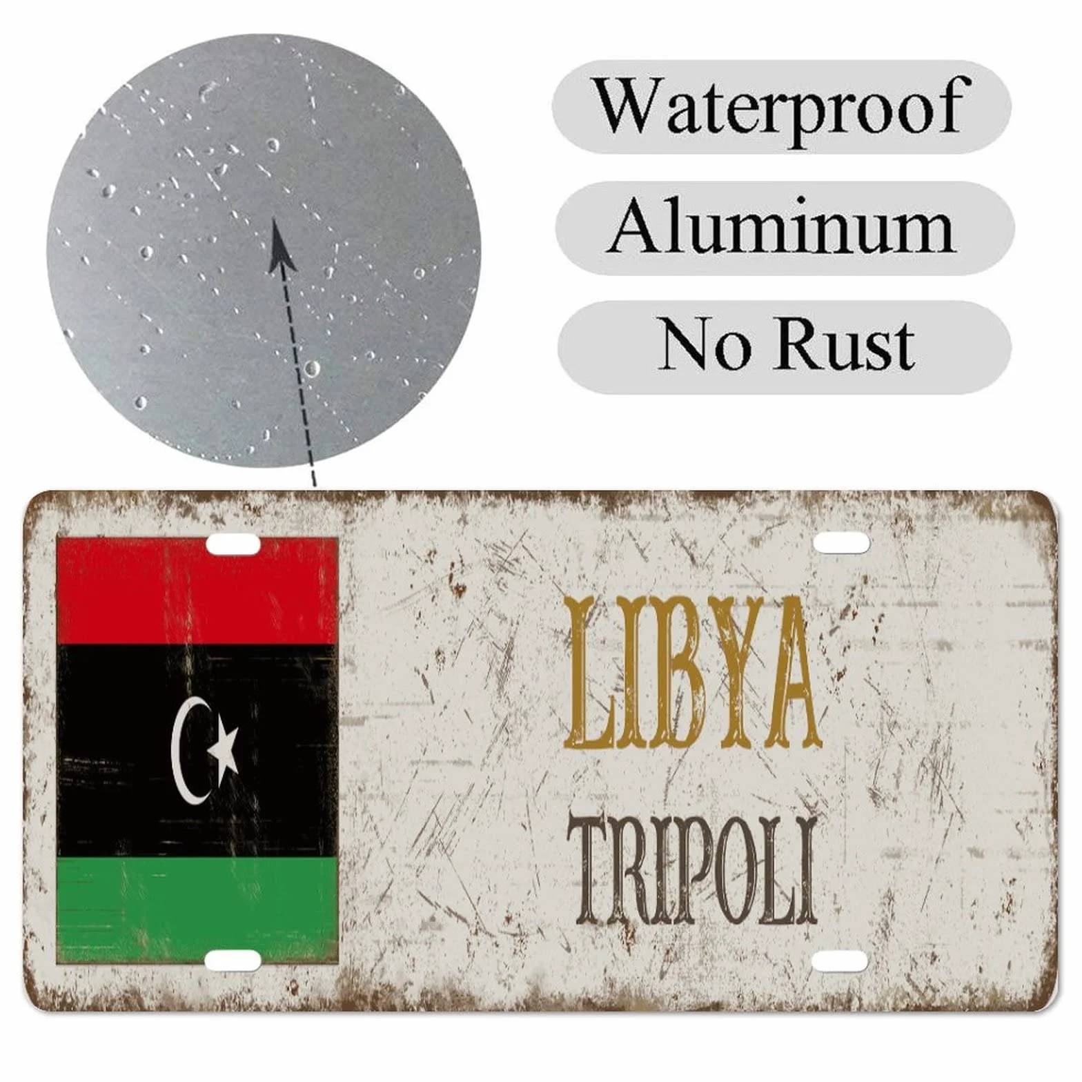 Tablica rejestracyjna Libia 15 x 30 cm nierdzewna metalowa flaga narodowa aluminium