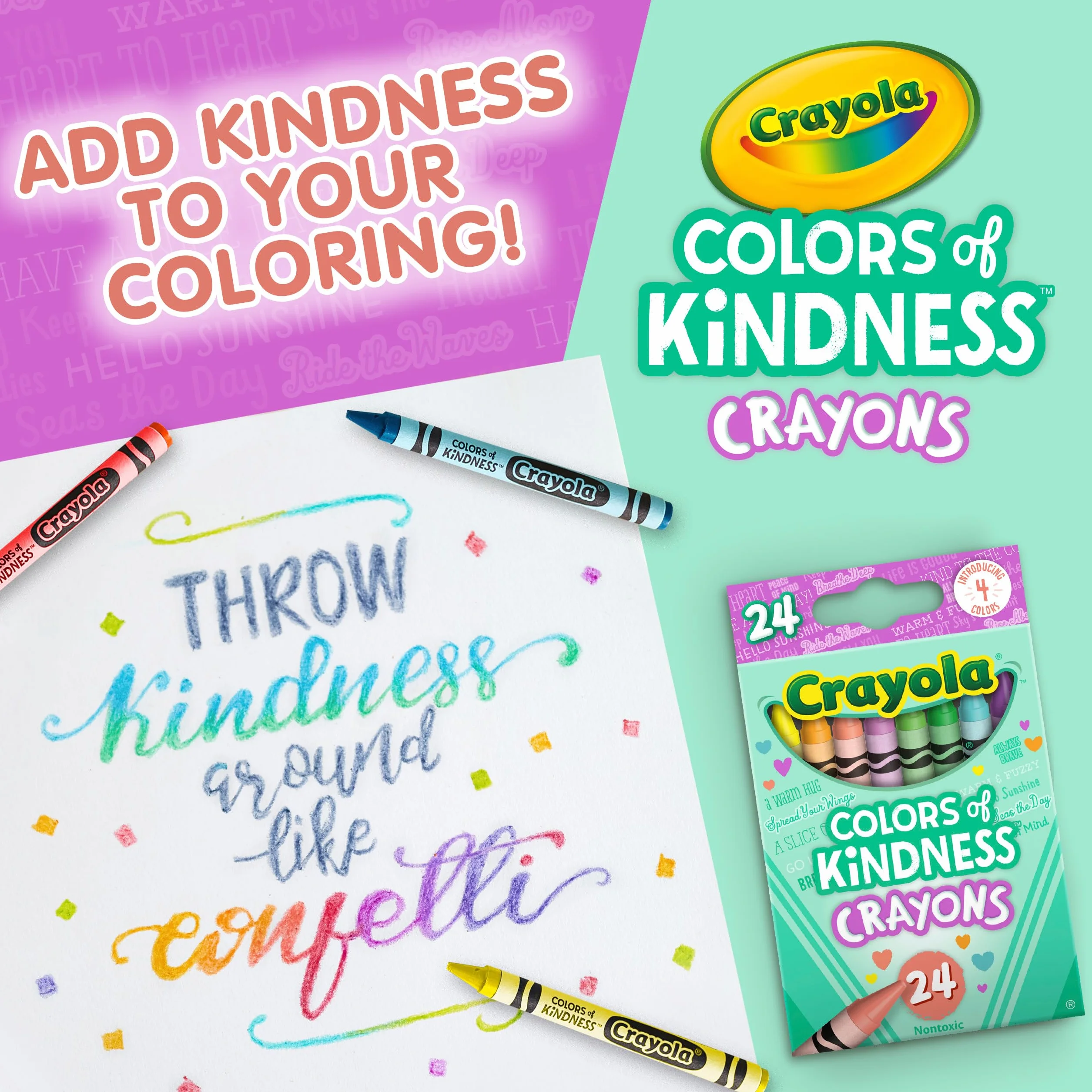 CRAYOLA Colours of Kindness kredki – różne kolory (24 sztuki) | kolory, które reprezentują dobre uczucia, idealne dla dzieci w wieku od 3 lat