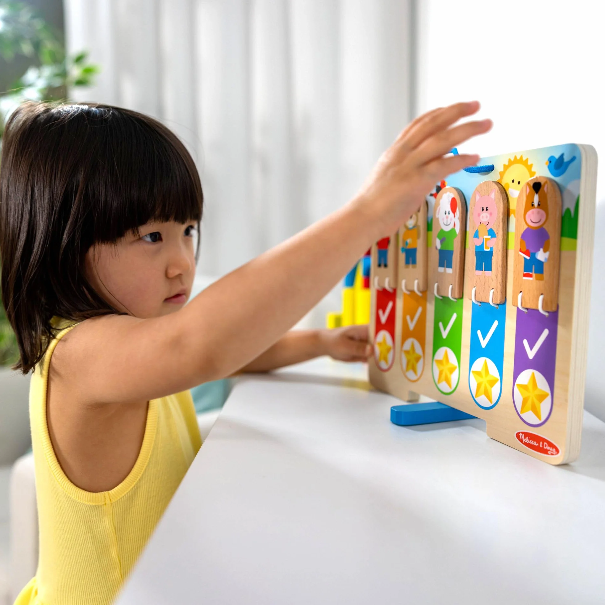 Melissa & Doug Drewniana tabela moich codziennych rutyn dnia i nocy dla chłopców i dziewcząt 3+