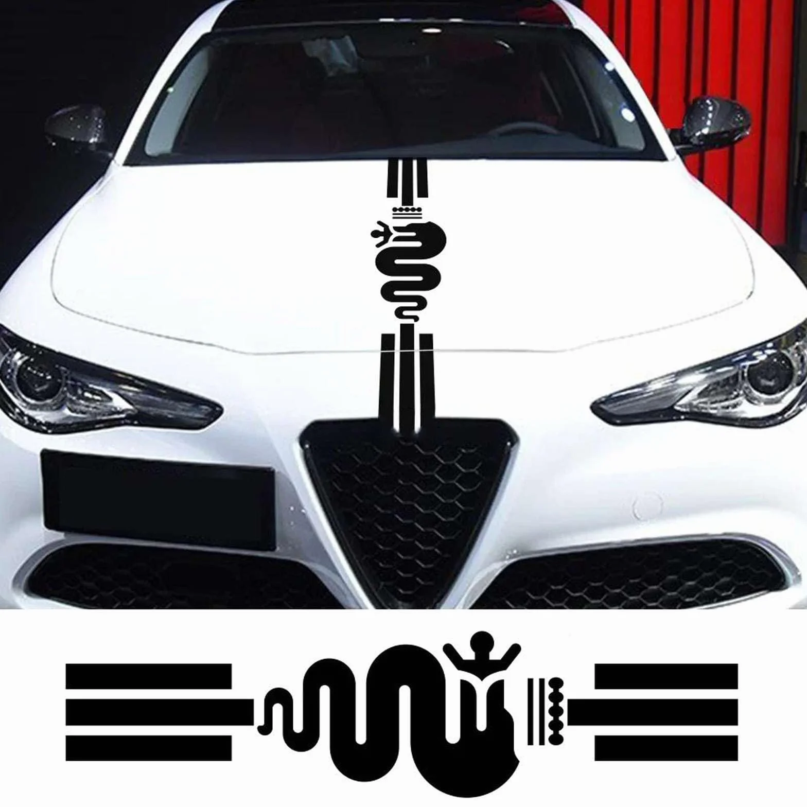 Naklejki na maskę samochodu, pasujące do Alfa Romeo 159 Giulietta Giulia 147 156 Mito Stelvio GT Sportiva Vinyl Film Naklejki