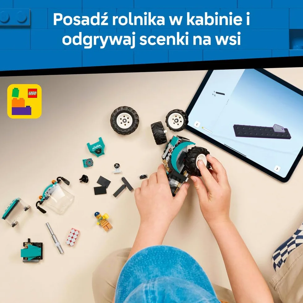 LEGO City Traktor, zabawka dla dzieci od 6 lat, ciągnik z gumowymi oponami i minifigurką rolnika, pomysł na prezent dla 6-latka, dla chłopca i dziewczynki na urodziny, ozdoba na biurko 60498