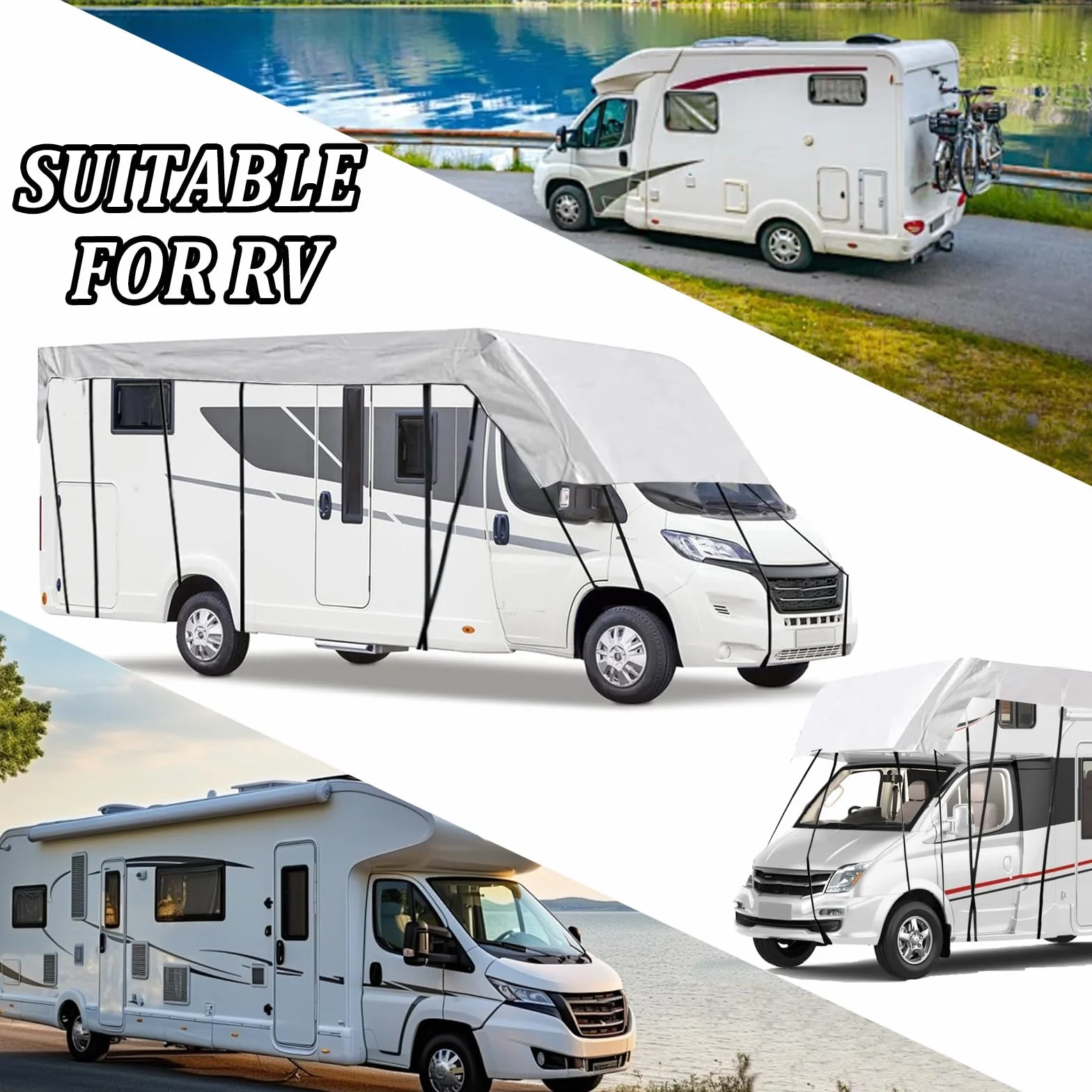 Pokrowiec na kamper Oxford 210D wodoodporny UV 7,5x3 m srebrny