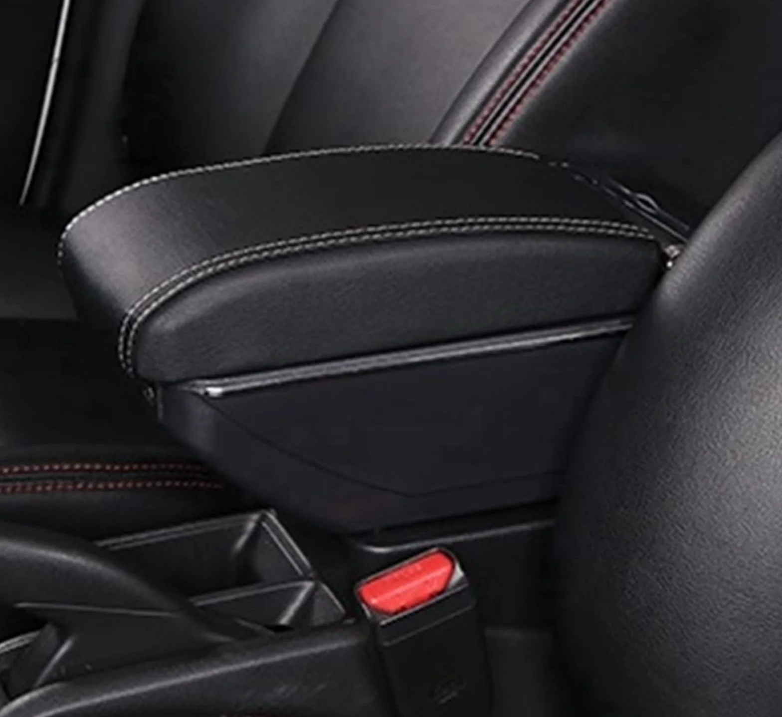 podłokietnik samochodowy pudełko do Forda Fiesta MK7 2009-2019 konsola środkowa pudełko z uchwytem na kubek auto modernizacja wnętrz akcesoria: C czarny biały