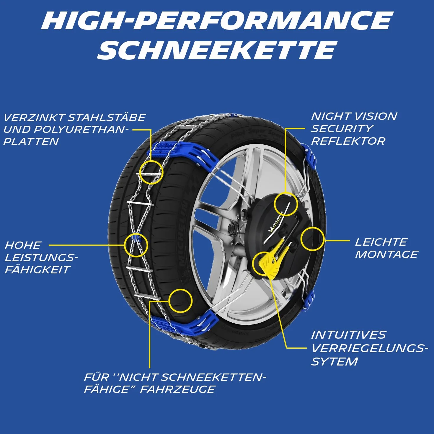 MICHELIN FAST Grip łańcuch śniegowy 130 z systemem szybkiego mocowania opon, łańcuchy śniegowe, 2 sztuki