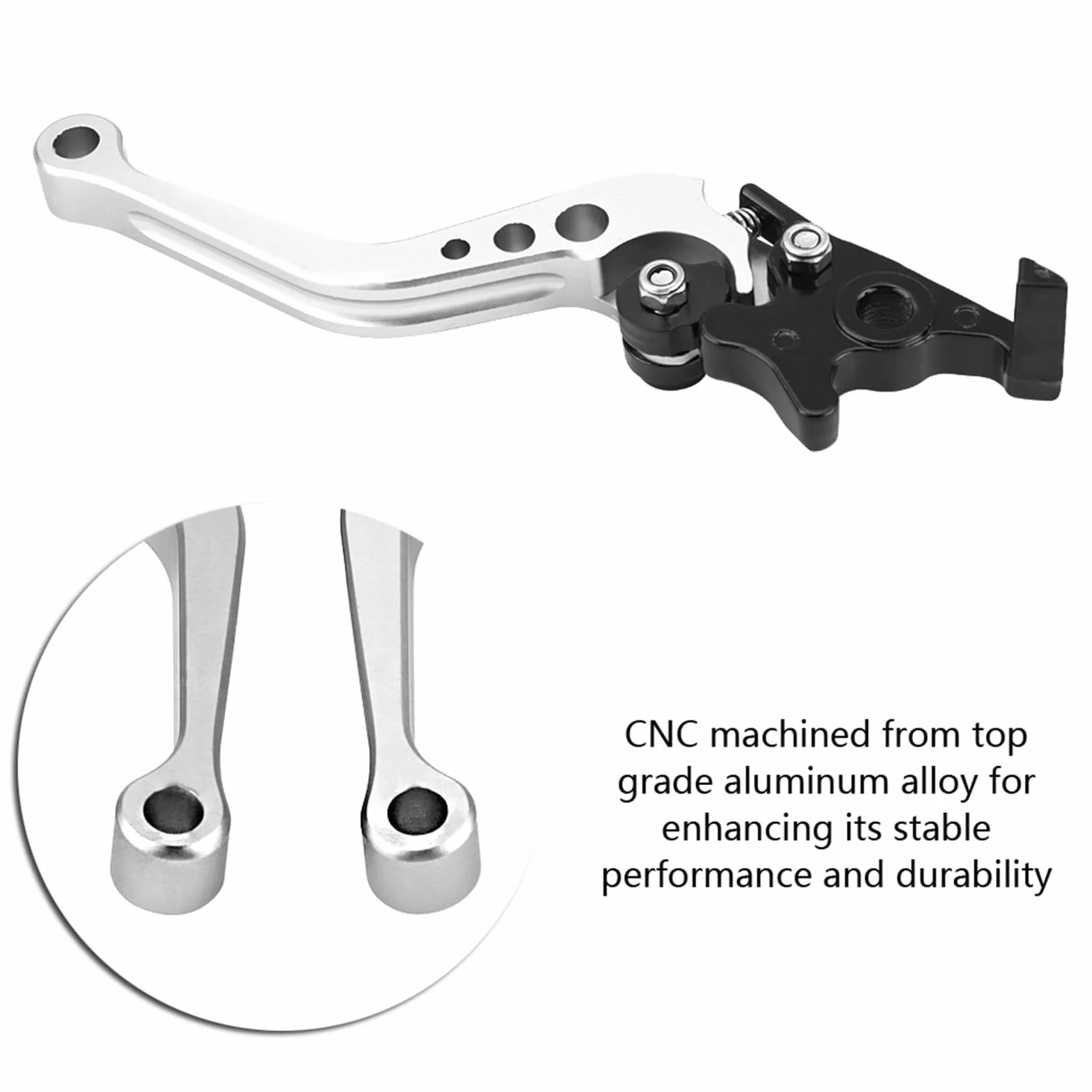 Dźwignia hamulca Yctze, 100% fabrycznie nowa aluminiowa dźwignia hamulca 7/8 "CNC do motocykli Uniwersalna dźwignia hamulca 22mm Dźwignia hamulca bębnowego (srebrna)