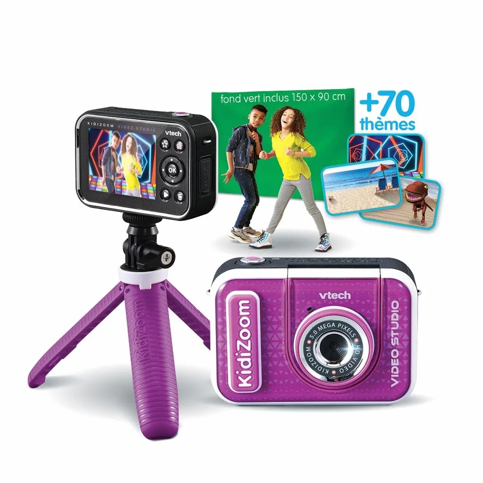 VTech 80-531815-035 - Kidizoom Video Studio HD - Wielofunkcyjny aparat HD, efekty specjalne, trucking - wersja PL, Ciemny róż