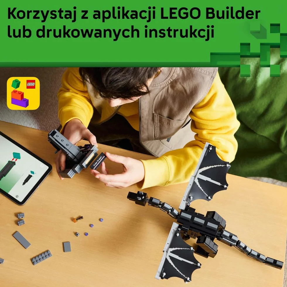 LEGO Minecraft Smok Kresu, zabawka konstrukcyjna dla dziecka, zestaw z gry, ruchoma figurka ze skrzydłami, gamingowy prezent dla chłopca lub dziewczynki od 10 lat 21595