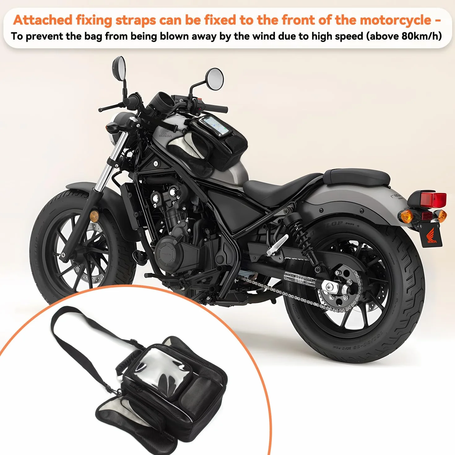Dracarys Magnetic Motorcycle Tank Bag - Oxford czarna torba na motocykl, podróżna, outdoorowa torba sportowa, bagaż, mocna magnetyczna do większości motocykli