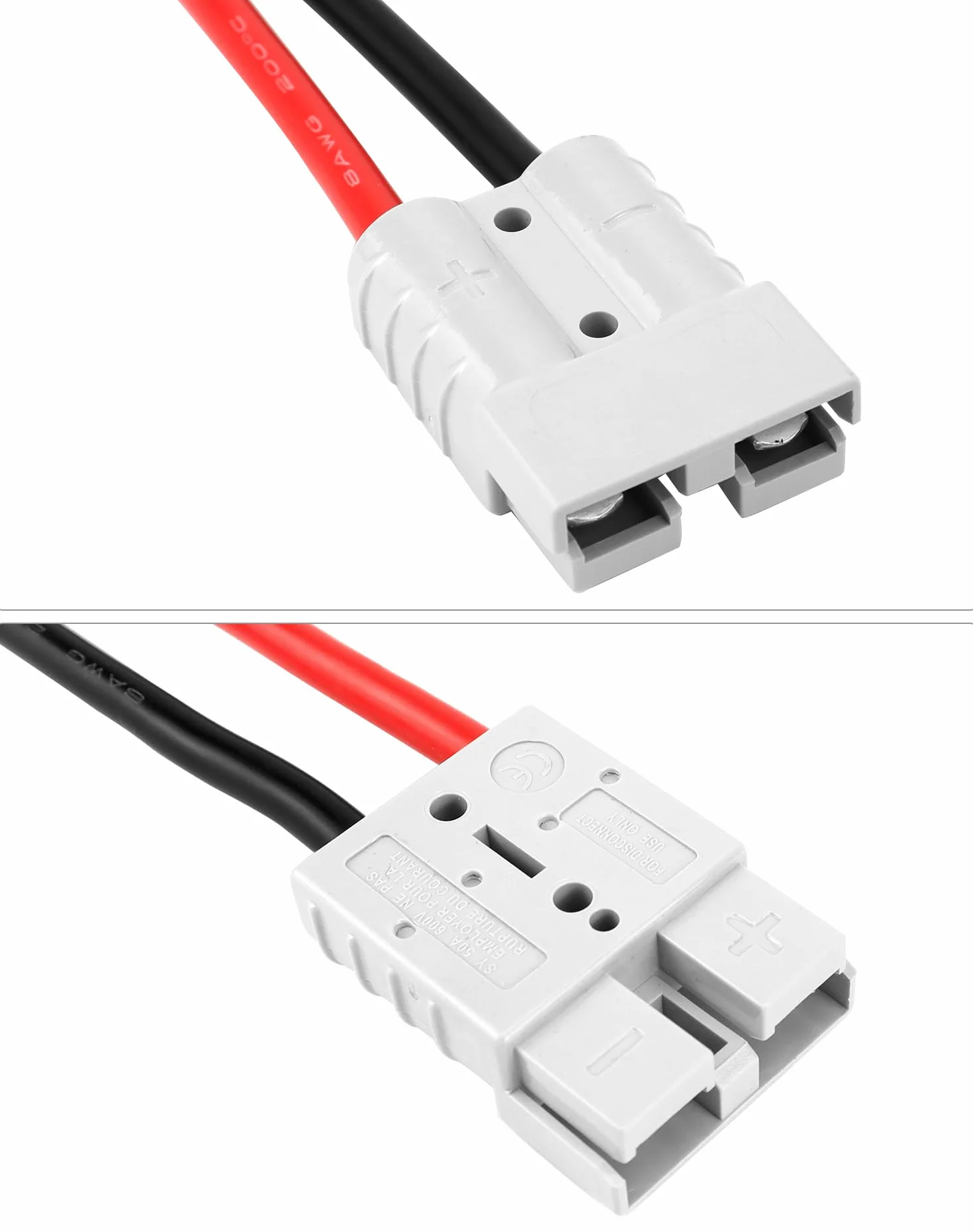QWORK® 10 zestaw złączy do akumulatorów 50A 600V, szybkozłącze wtykowe do akumulatorów do wózków widłowych, przyczep kempingowych, samochodów, łodzi