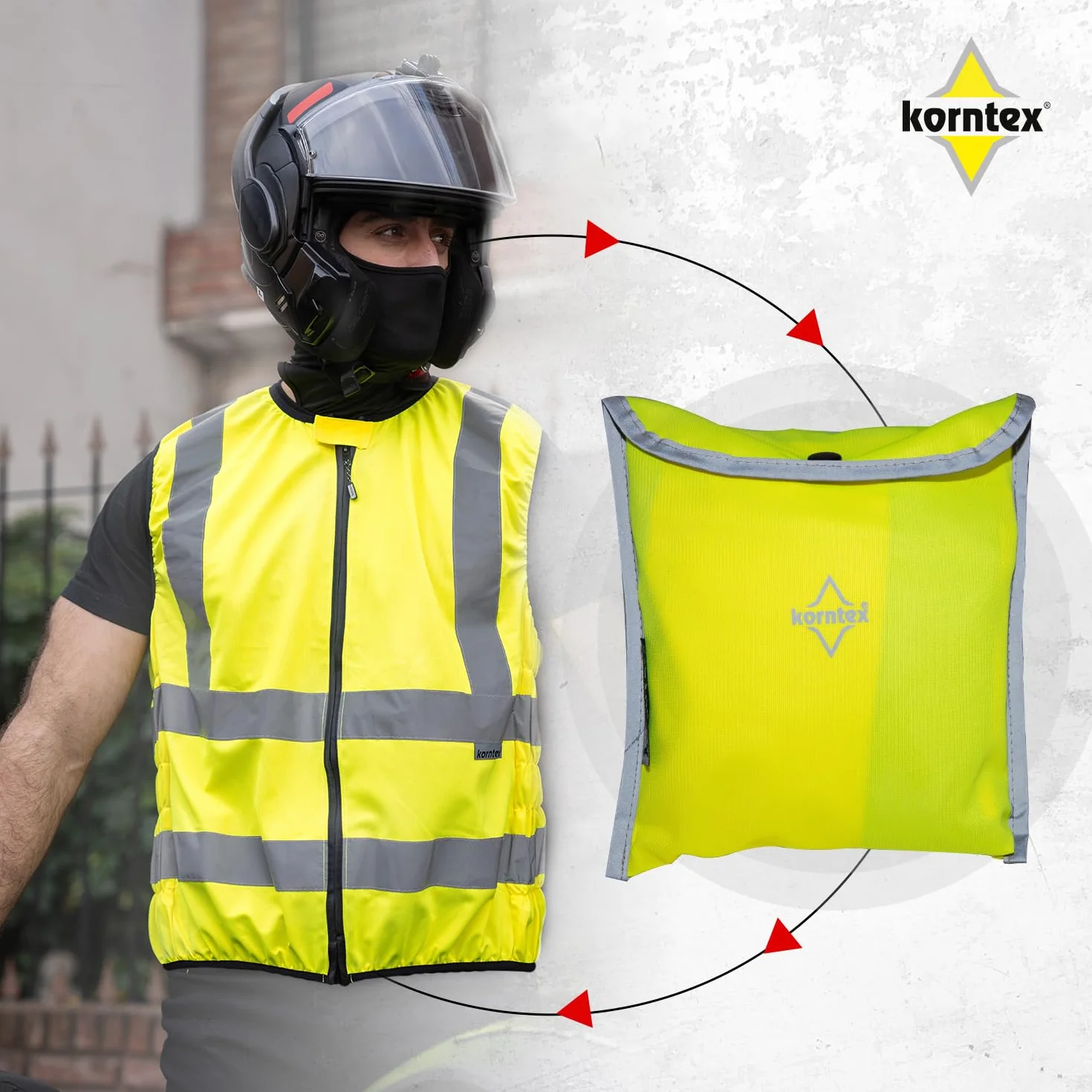 Korntex Hi-Vis Kamizelka motocyklowa sygnałowa żółta L