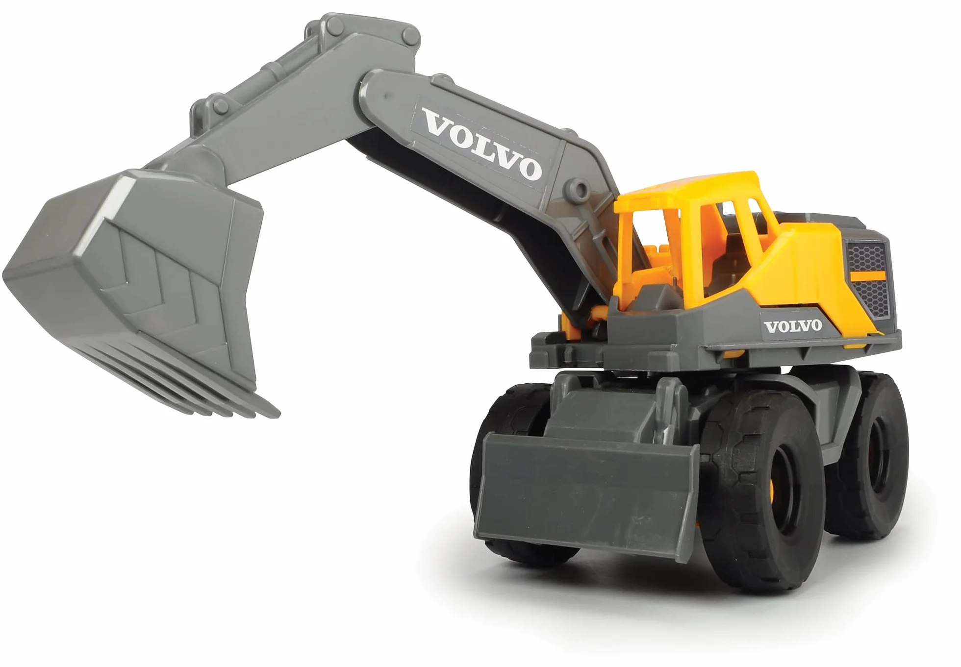 Dickie Toys - Volvo zabawka na plac budowy (zestaw 9-częściowy) dla dzieci od 3 lat, dźwig o wysokości 1 m, 3 pojazdy na placu budowy (ładowarka kołowa, koparka, wywrotka), zabawka do piasku i kask,