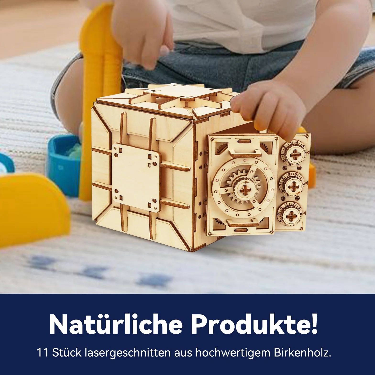ACESOME Cluebox drewniane puzzle 3D, otwieranie/zamykanie hasła, pudełko z puzzlami, drewniane pudełko dla dorosłych, skarbonka, pudełko na puzzle i prezent, 12 cm