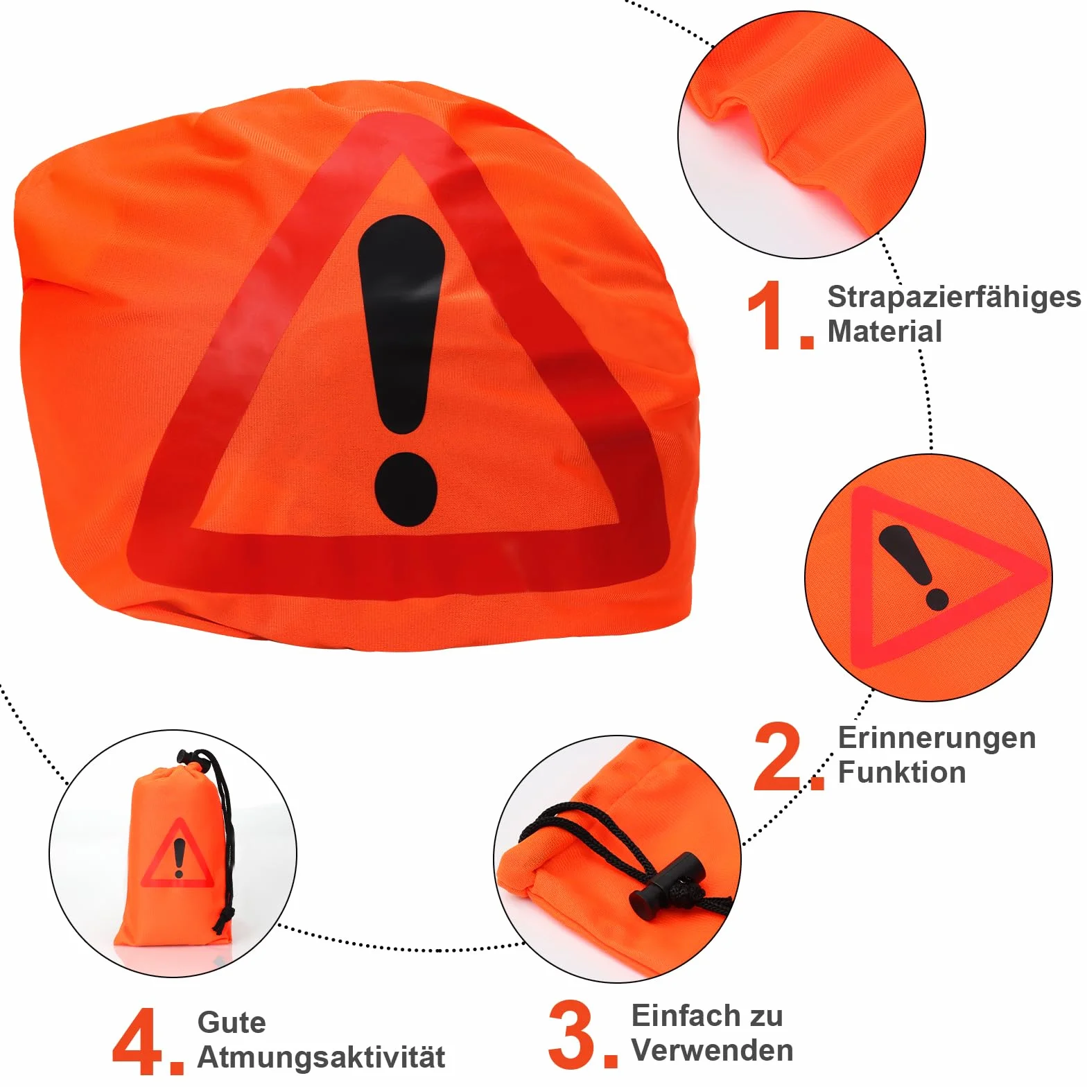 BEIMEIII Zestaw trójkąt ostrzegawczy i pokrowiec na kask motocyklowy 46x43 cm