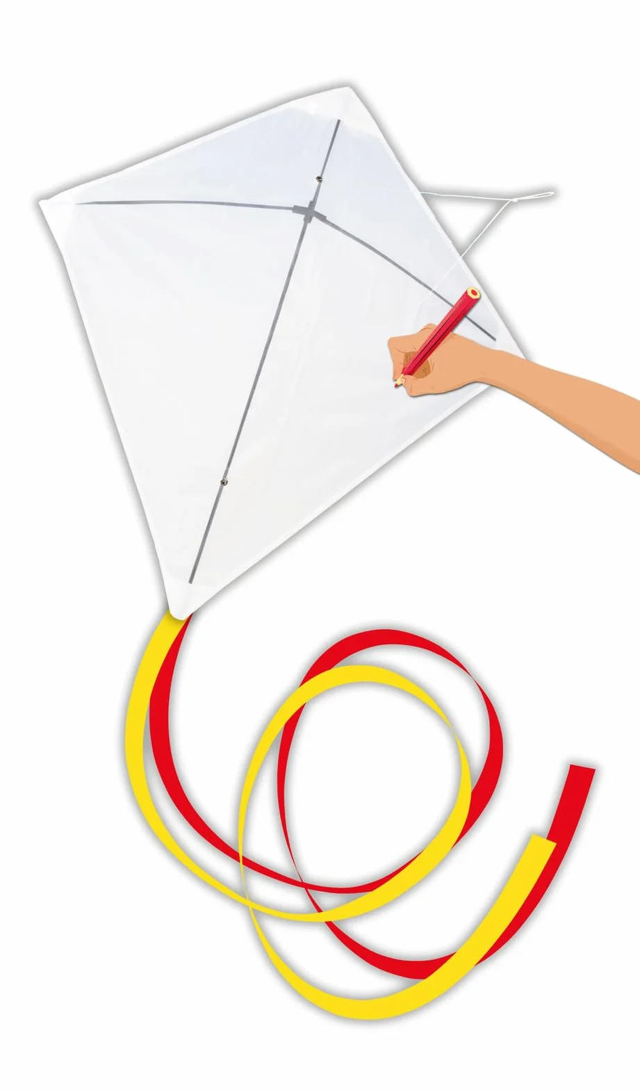 Günther Flugspiele 30120 - Latawiec jednolinkowy Paint Your Kite, 4 sztuki, każda ok. 69 x 69 cm, latawiec dziecięcy do malowania, wieku od 4 lat, w zestawie uchwyt i sznurek