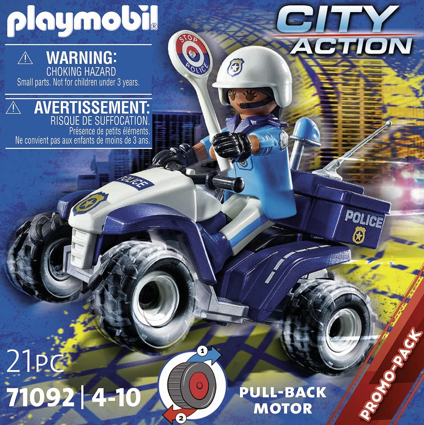 PLAYMOBIL City Action 71092 Policyjny Speed Quad, wyposażony w napęd wsteczny, od 4 lat