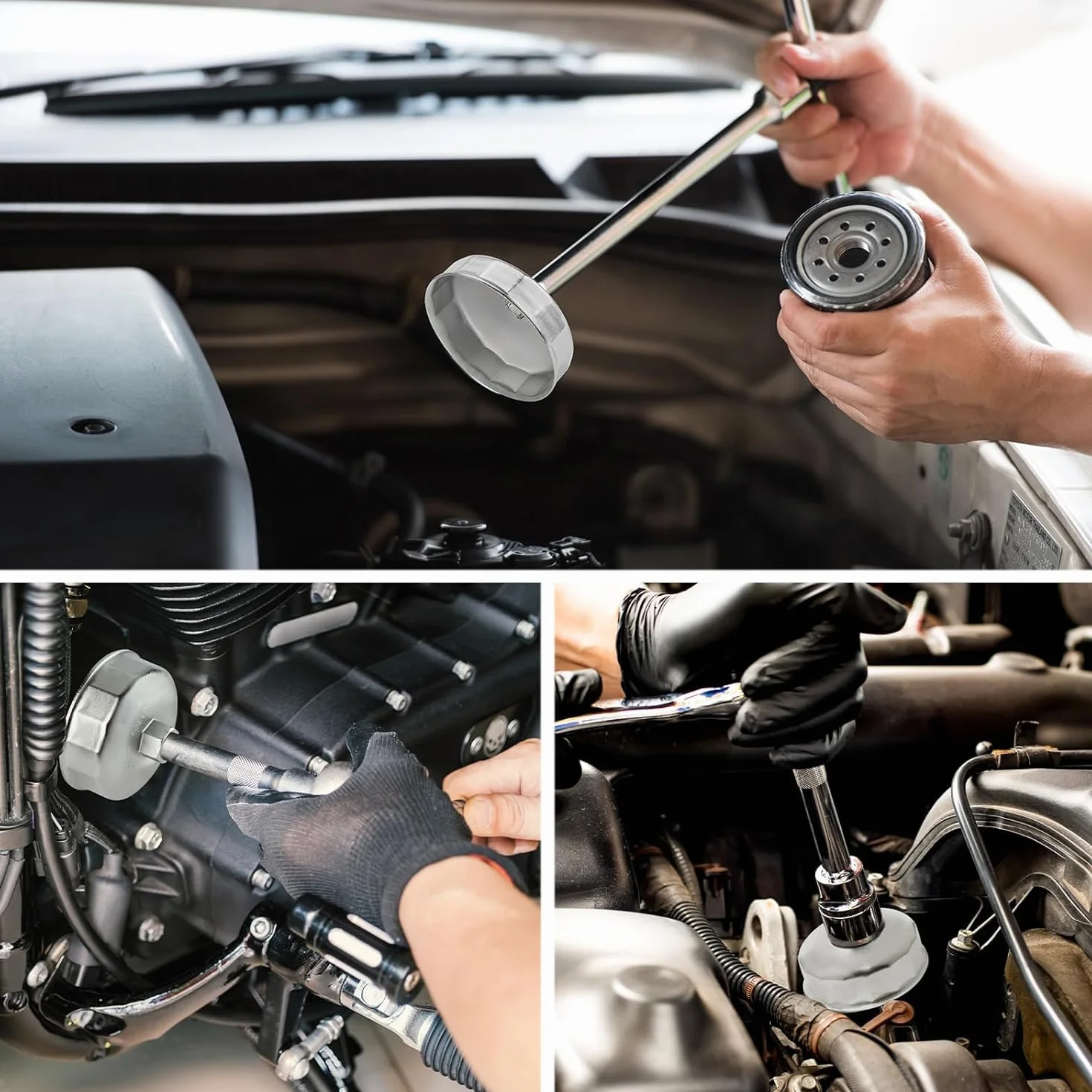 Klucz do filtra oleju motocyklowego, 65 mm, 14 rowków, aluminiowy filtr oleju, nasadka 901, narzędzie do filtra oleju, nasadka samochodowa do luzowania i dokręcania, do To yota A8 Hon da