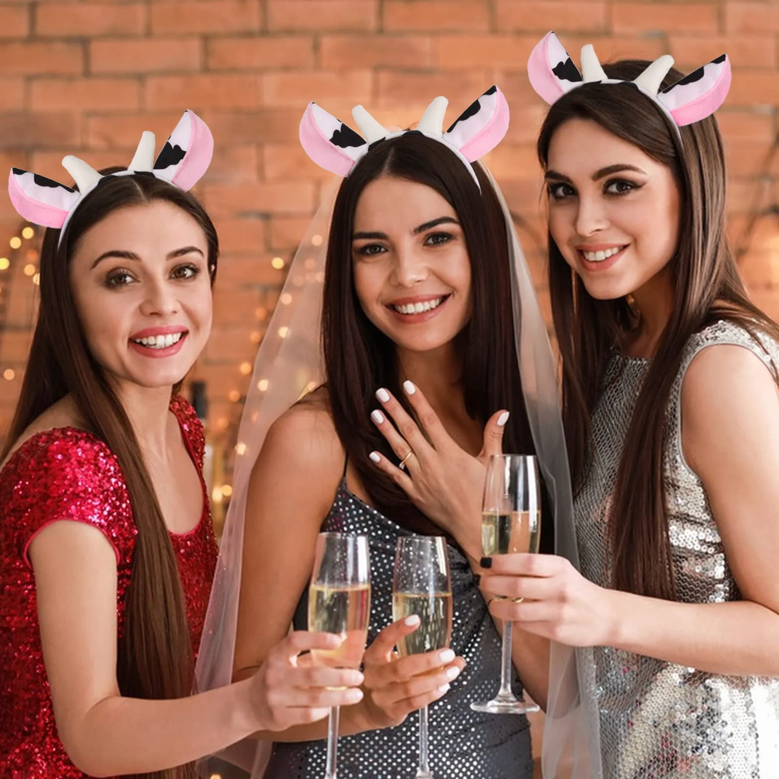 WLLHYF Wielkanoc krowie ucho opaska na głowę zwierzę odzież Valentine krowie opaska na uszy moda wygodne Halloween Boże Narodzenie kostium cosplay akcesoria do włosów