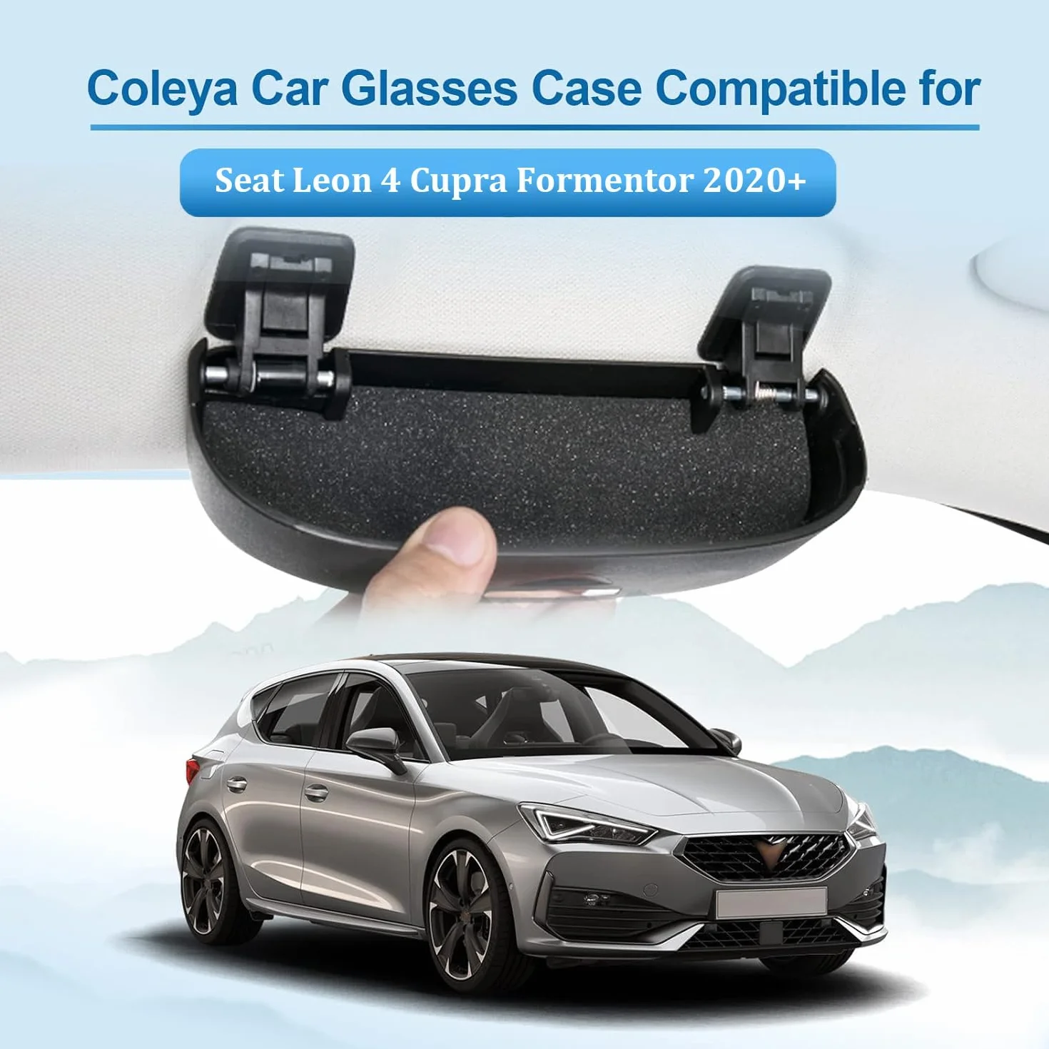 Samochodowe etui na okulary kompatybilne z Seat Leon MK4 Cupra Formentor 2020-2024, uchwyt na okulary przeciwsłoneczne, pudełko do przechowywania okularów, akcesoria Seat Leon, etui na okulary