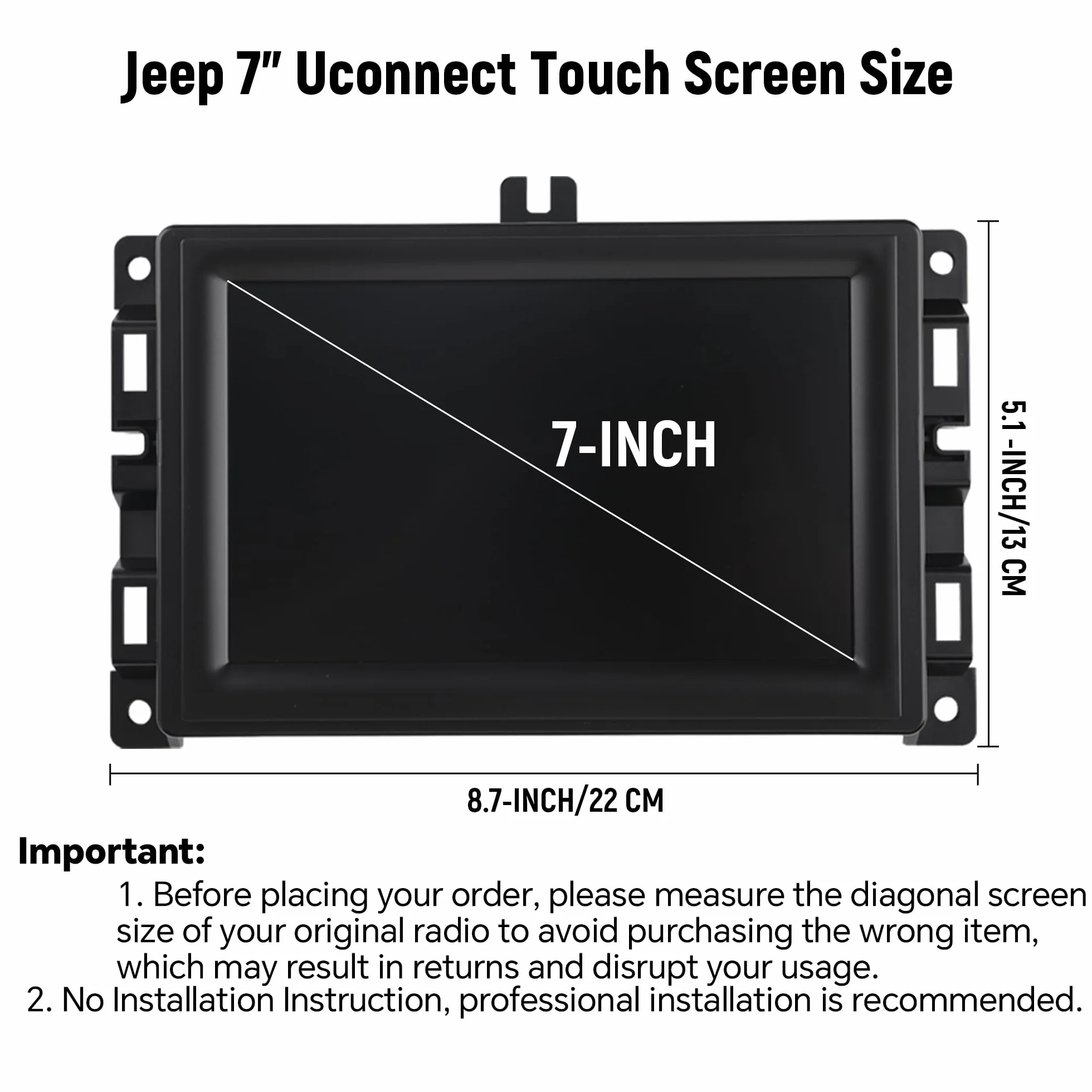 7-calowy ekran dotykowy Uconnect LCD z uchwytem do Jeep Compass 2017-2020, radio nawigacja monitor dotykowy monitor Digitizer wymiana TDO-WXGA0700K00033-V2 TDO-WXGA0700K00057