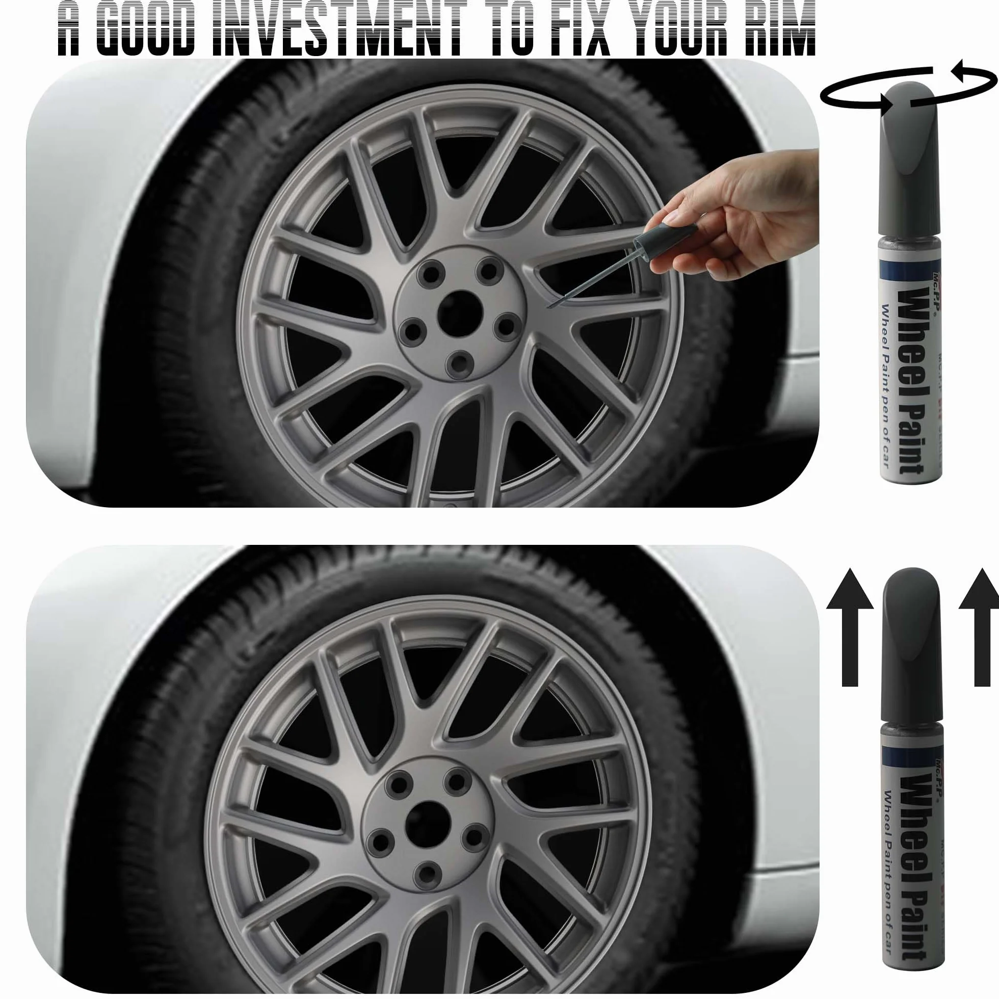 Lakier do Tesla Model 3 2024+ Tylne/LR Photon Wheel 45.7 cm, naprawa zadrapań, farba krawężnik, wysypka