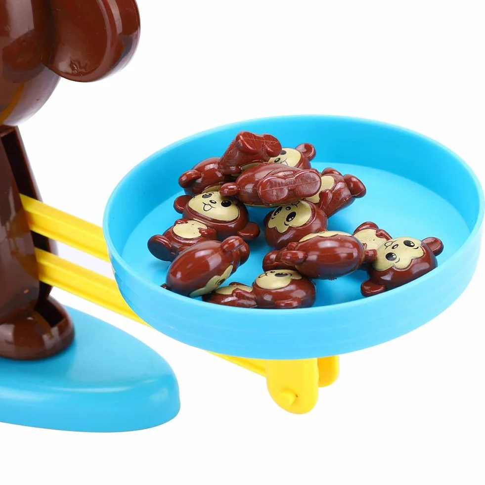 Balance Math Spielzeug für Kinder, Monkey Balance Brettspiel Math Number Cards Blocks Lernspielzeug Set Kinder Baby Counting Lernspielzeug(Braun)