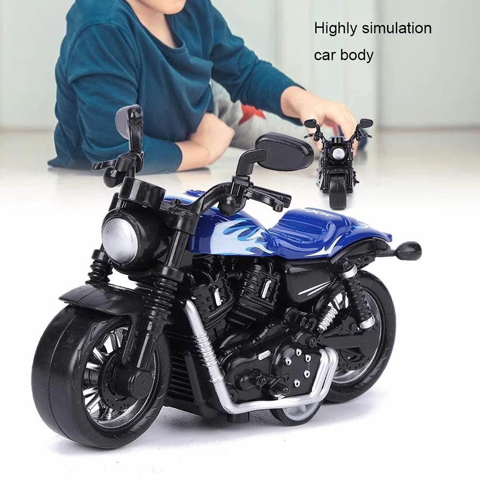 Aluminiowa zabawka motocyklowa Wysoka symulacja Model motocykla Pojazd typu pull-back Zabawka dla dzieci Zestaw upominkowy z zabawkami intelektualnymi (niebieski)