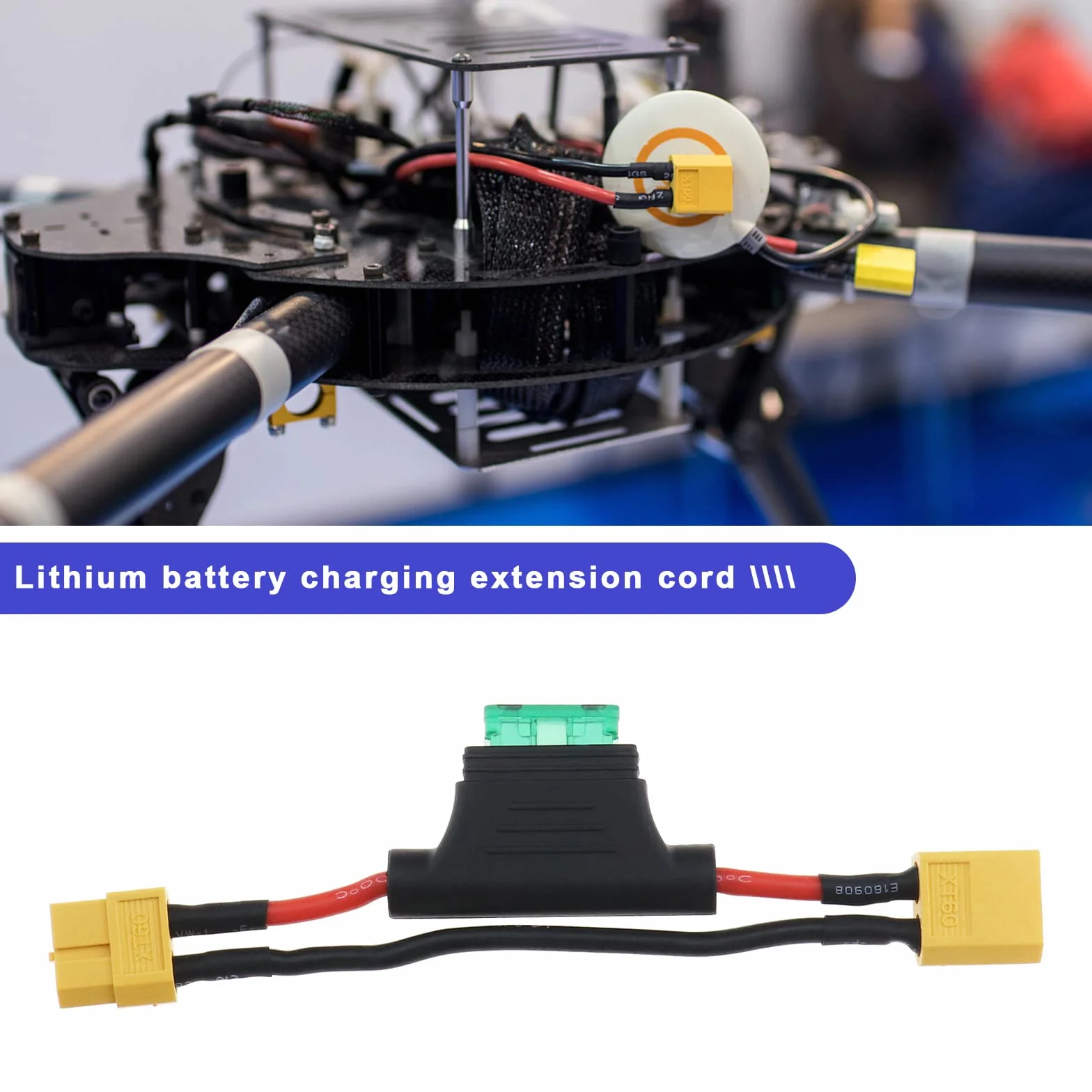Kabel przedłużający XT60 męski na XT60 żeński z bezpiecznikiem 30 A 14 AWG przewód silikonowy do rowerów elektrycznych drona RC samochód quadcopter ładowarka akumulatora