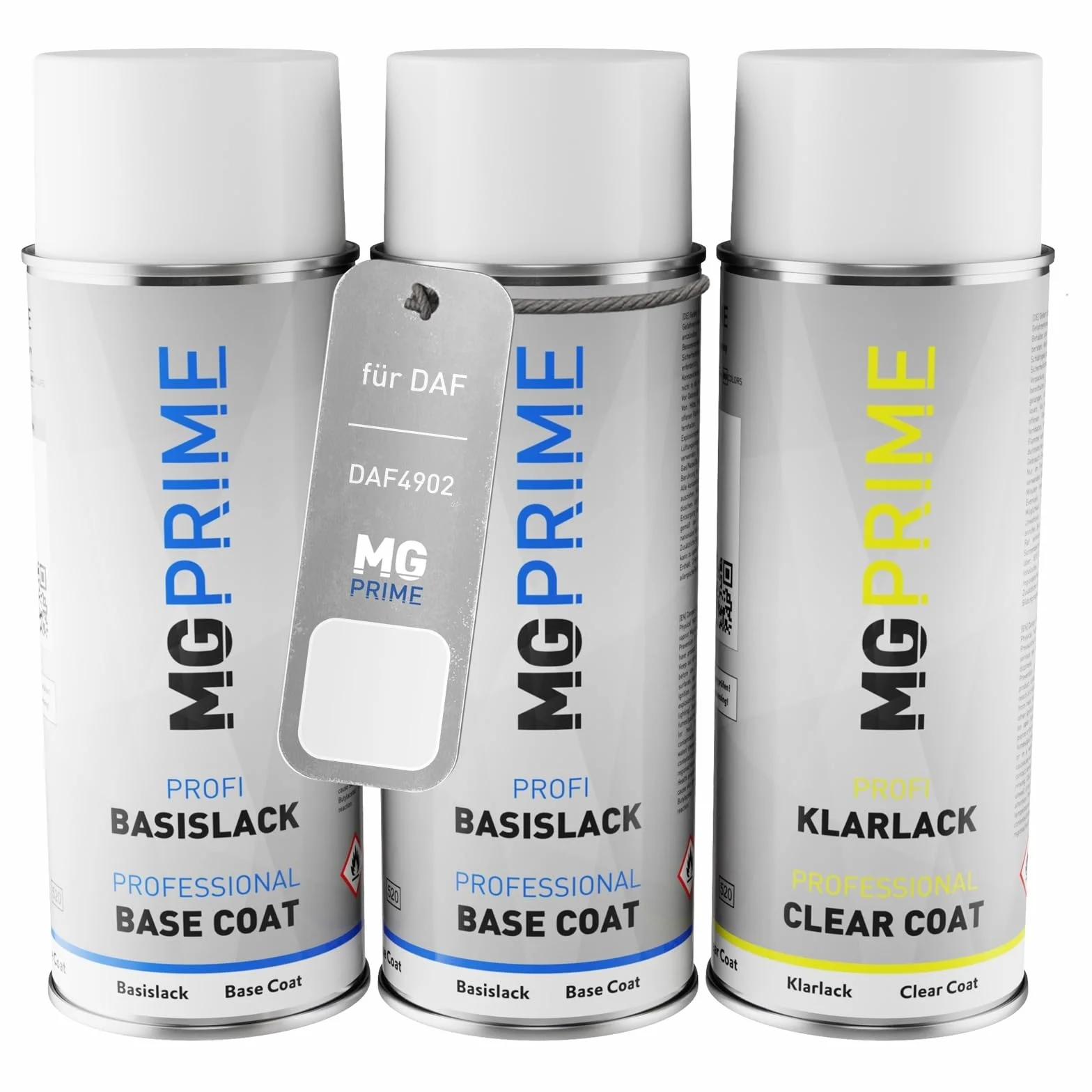 MG PRIME Lakier samochodowy Spray Can Set DAF DAF4902 Crystal White Base Coat Clear Lacquer 400ml