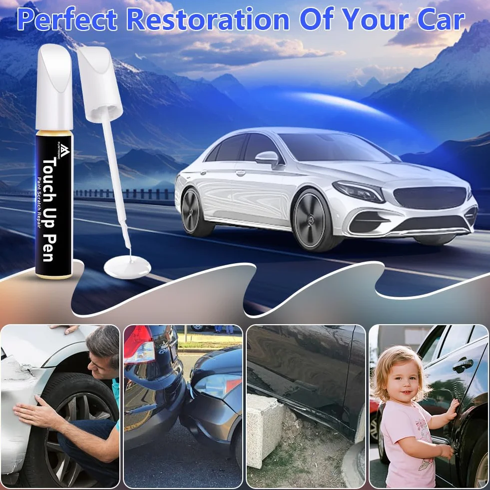 flintronic LC9A/0Q pisak do lakieru, biały, 12 ml, metaliczna farba naprawcza, dokładne dopasowanie, kompatybilny z VW/Volkswagen, do chipsów i zadrapań (biały)